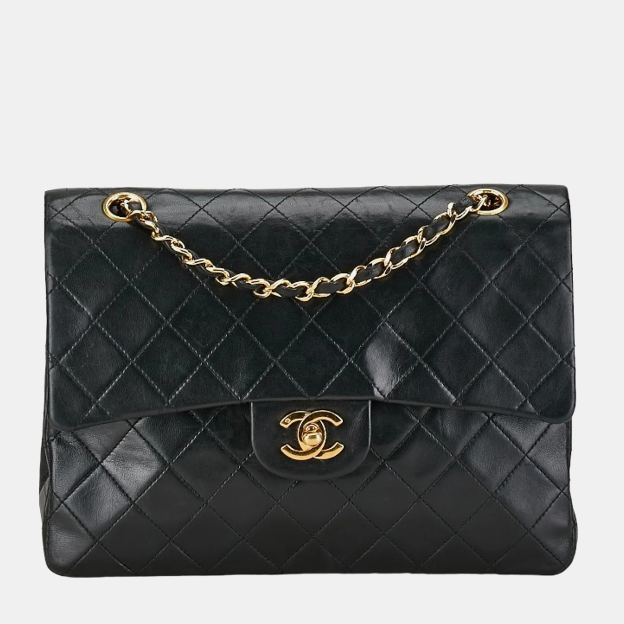 

Chanel Black Lambskin Leather  Classic Double Flap Shoulder Bags