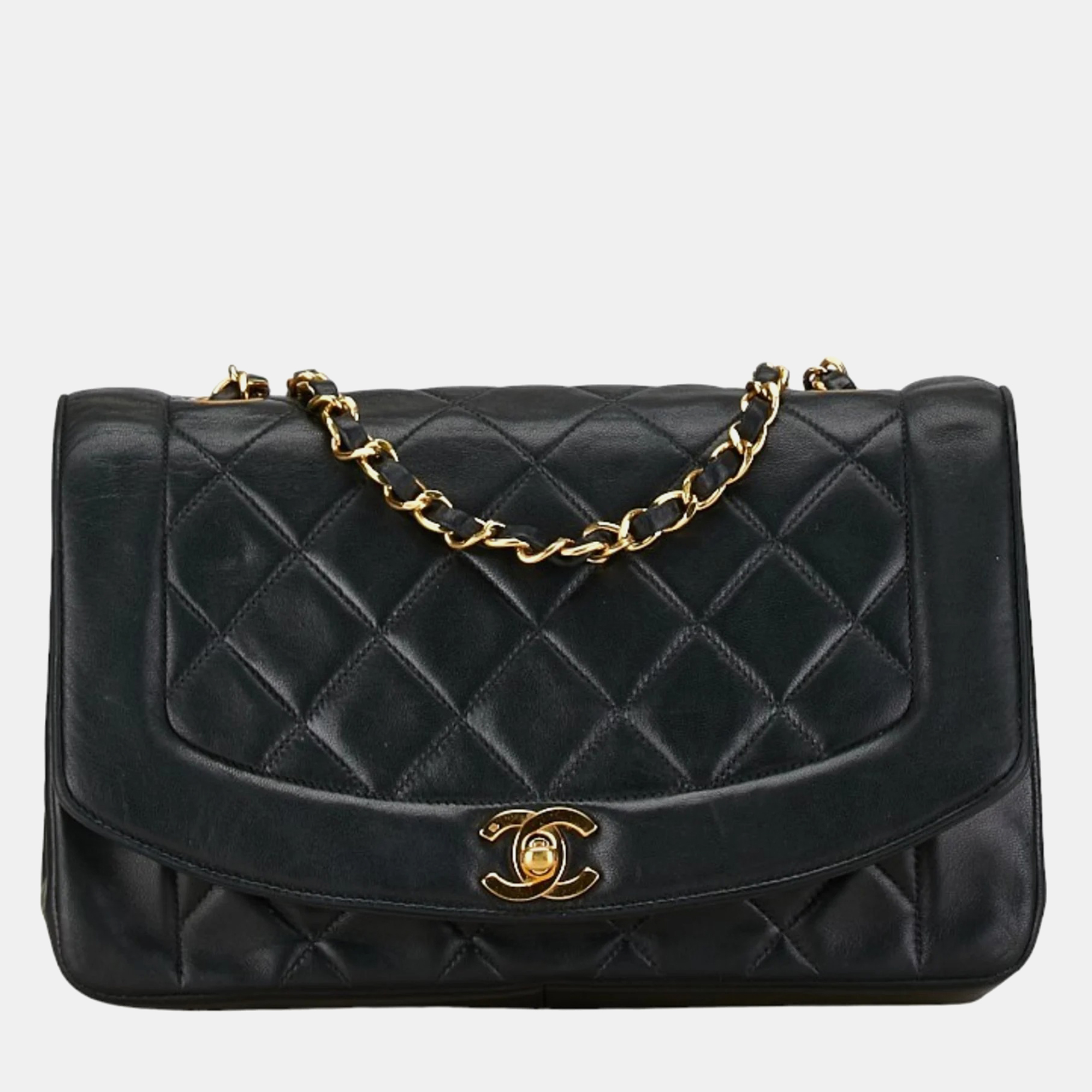 

Chanel Black Leather Diana Flap Bag