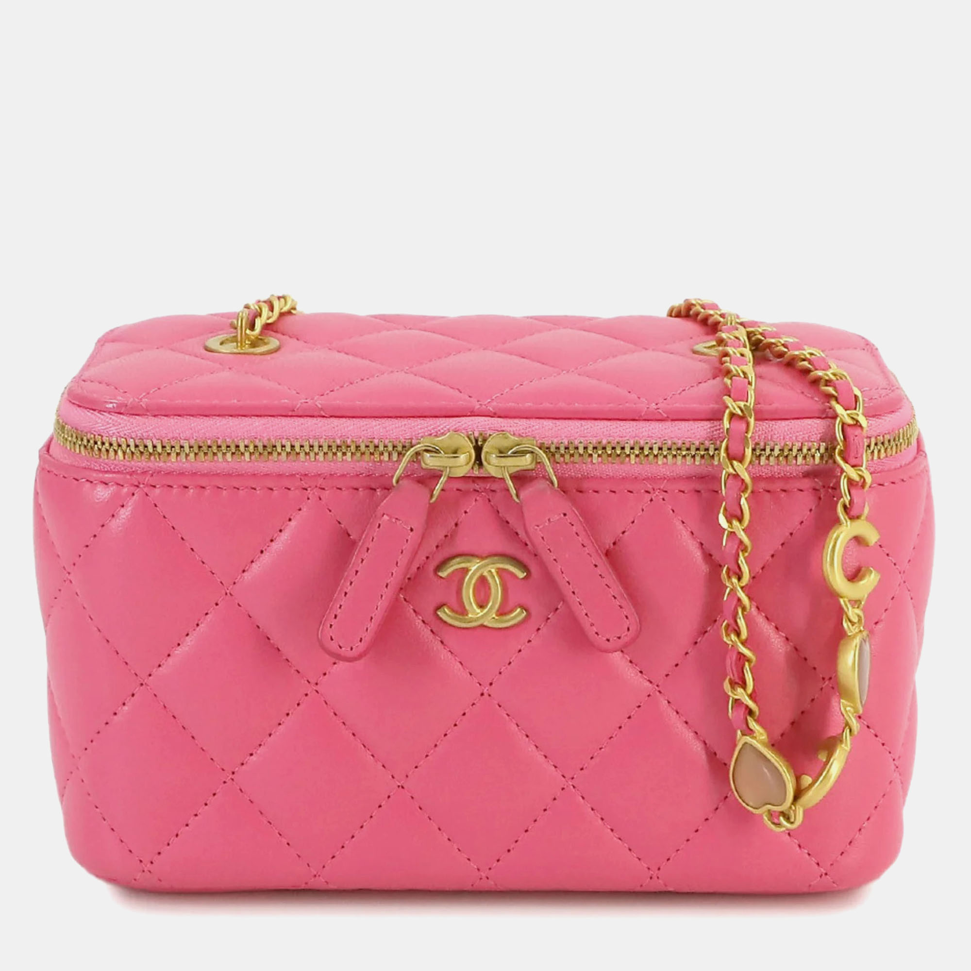 

Chanel Pink Leather Small Coco Hearts Vanity Case Shoulder Bags