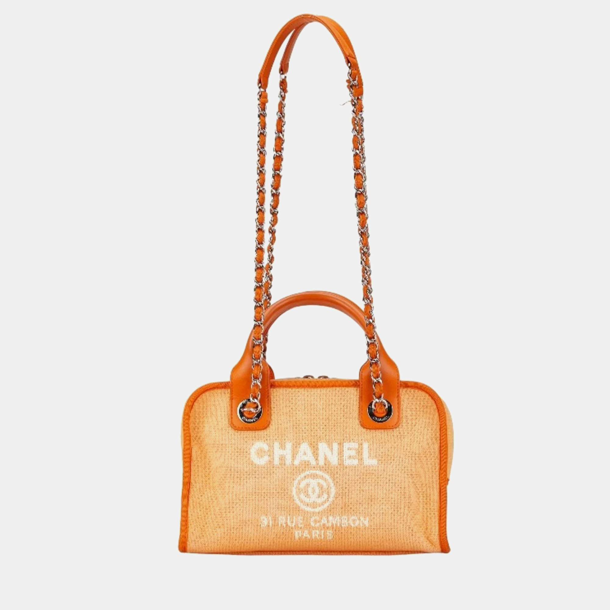 

Chanel Orange Canvas  Deauville Tote Bag