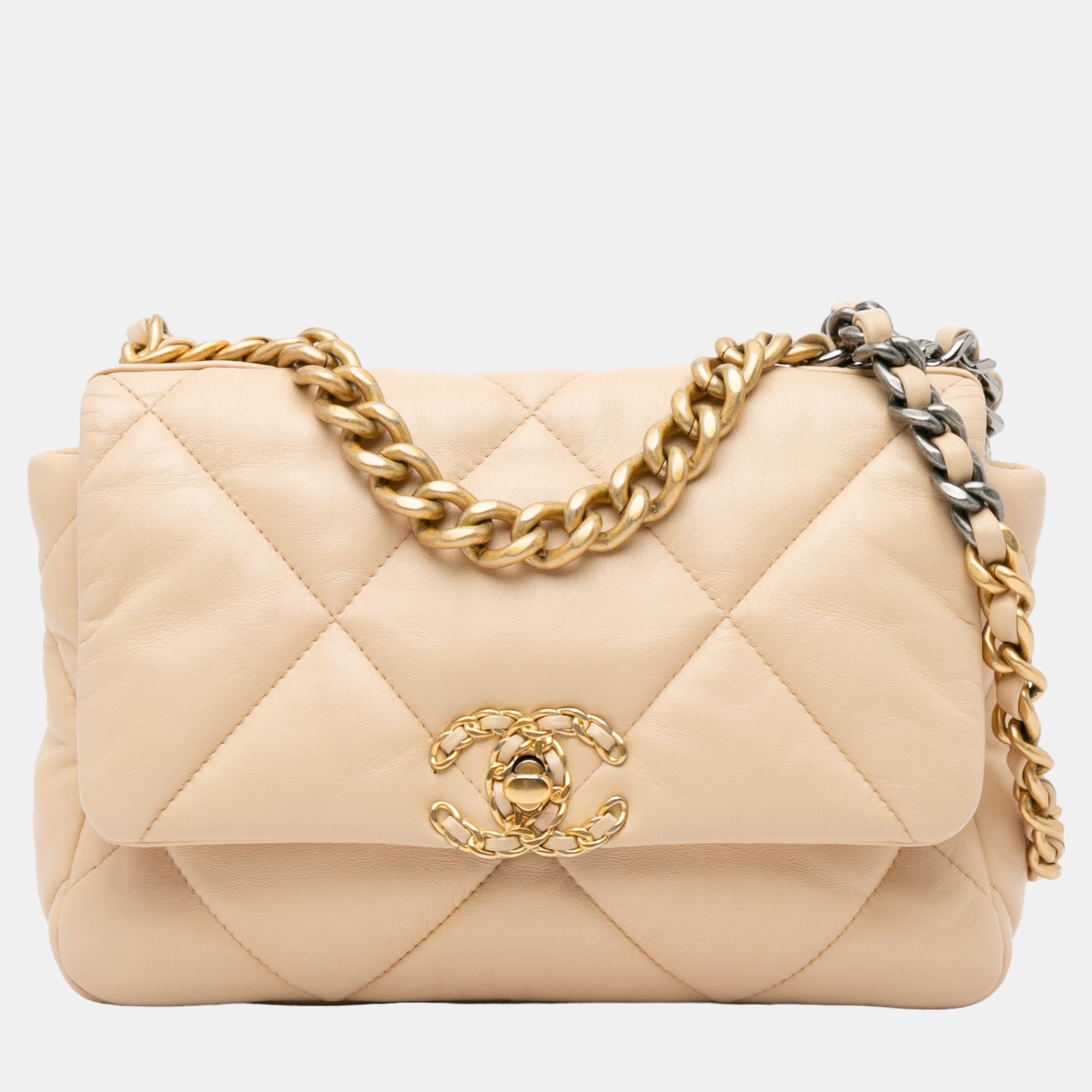 

Chanel Beige Medium Lambskin 19 Flap