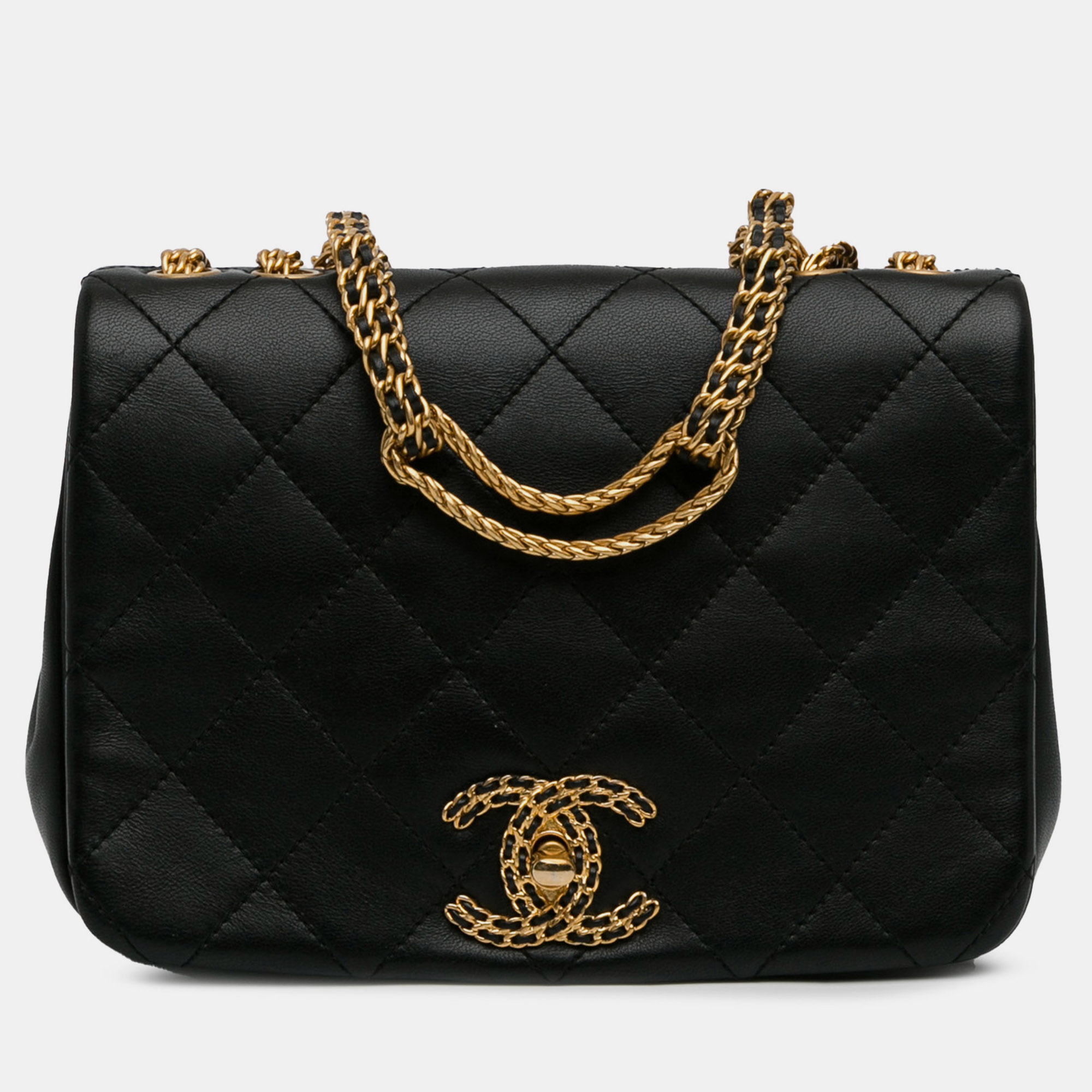 

Chanel Quilted Lambskin On and On Flap Bag, Black