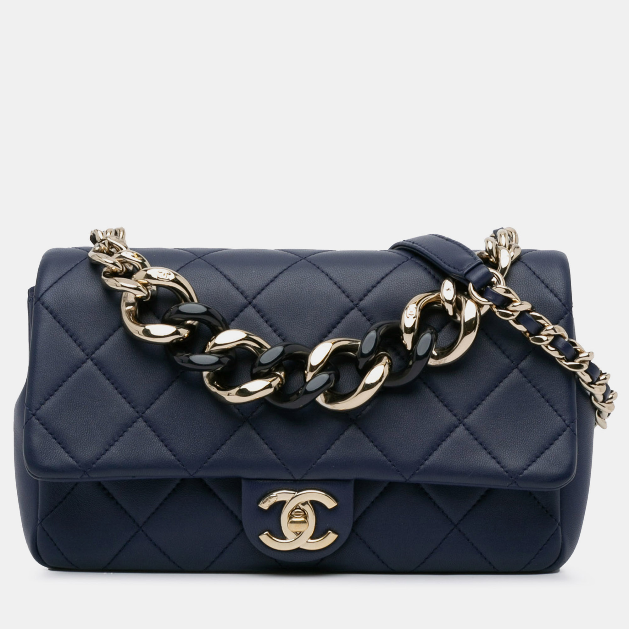 

Chanel Small Lambskin Elegant Chain Single Flap Bag, Blue
