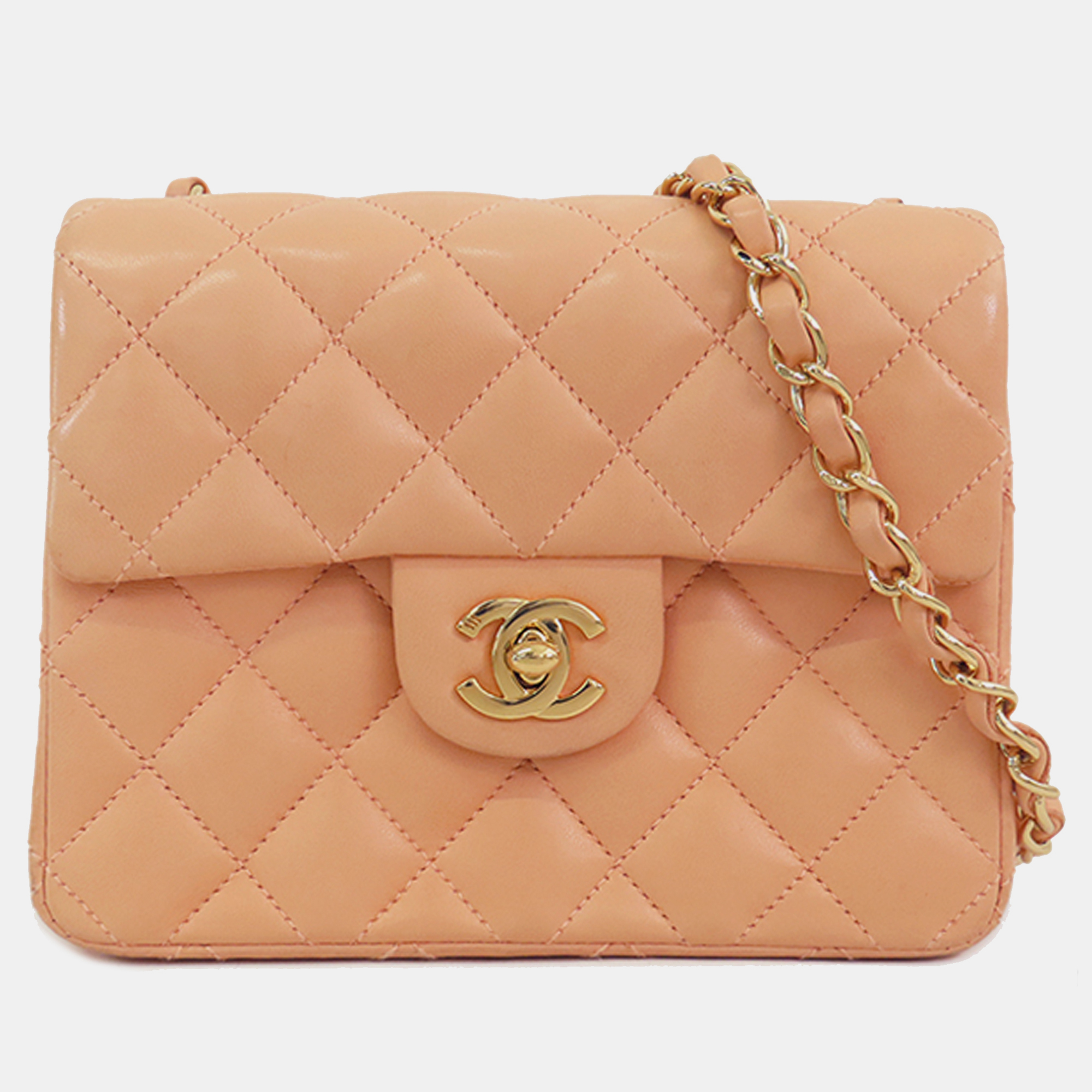 

Chanel Mini Square Classic Lambskin Single Flap Bag, Pink
