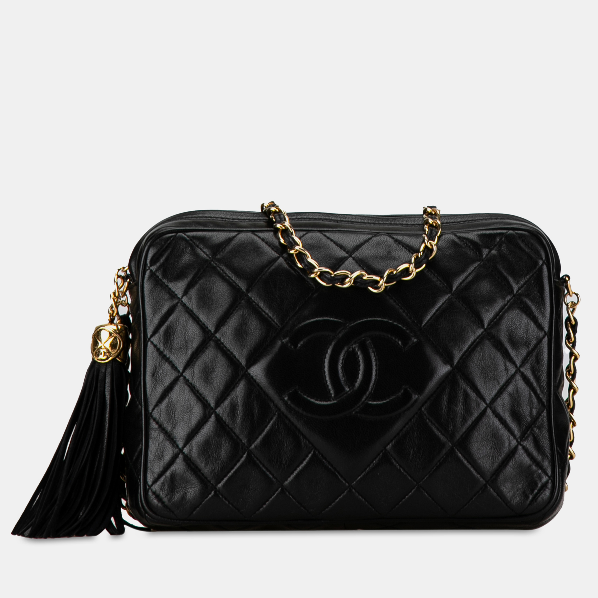 

Chanel CC Quilted Lambskin Tassel Camera Bag, Black