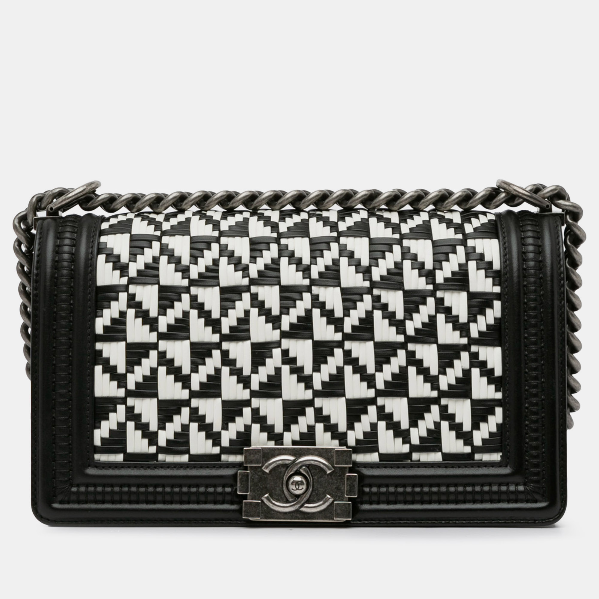 

Chanel Medium Woven Boy Flap Bag, Black