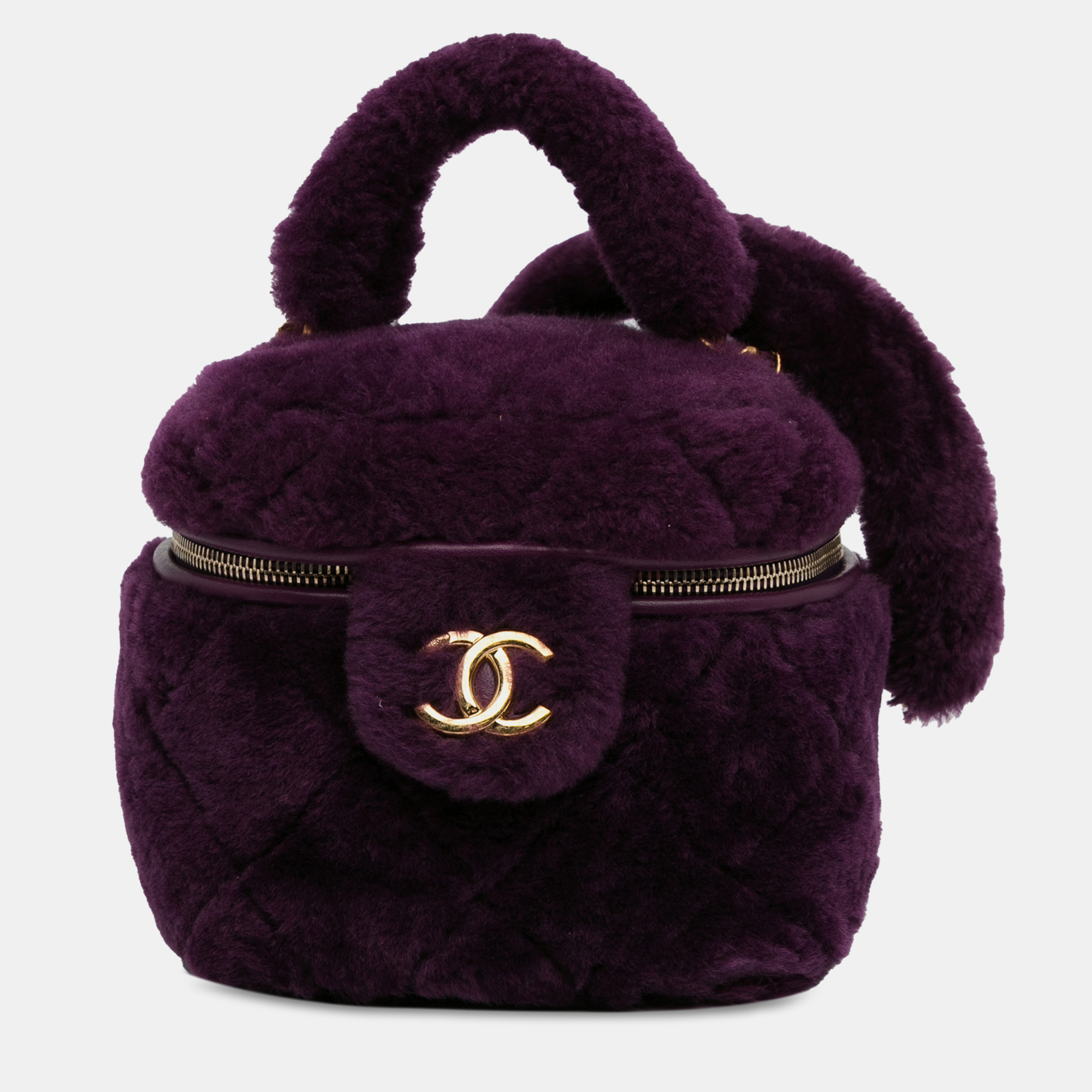 

Chanel Small Quilted Shearling Vanity Case, Purple