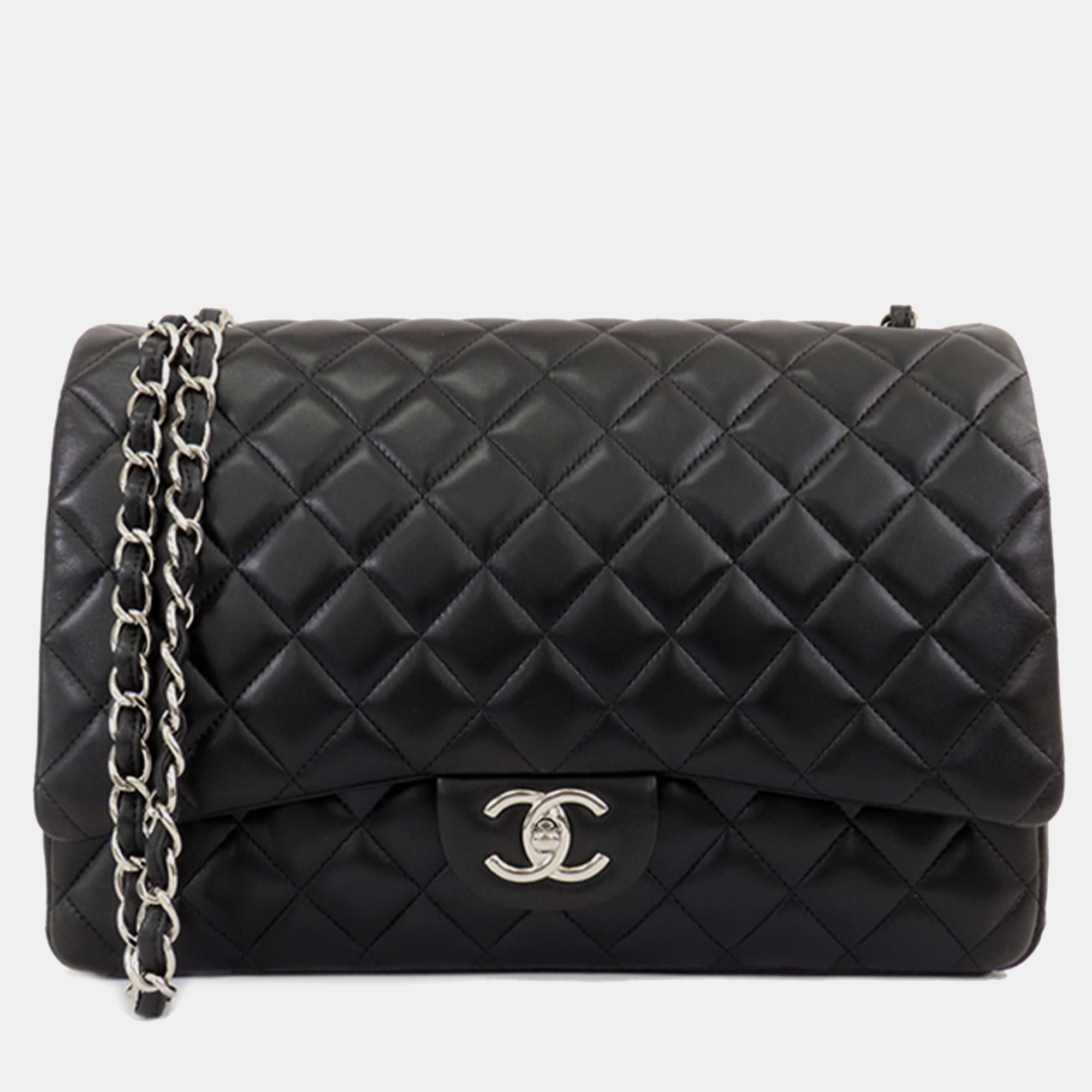 

Chanel Maxi Classic Lambskin Double Flap Bag, Black