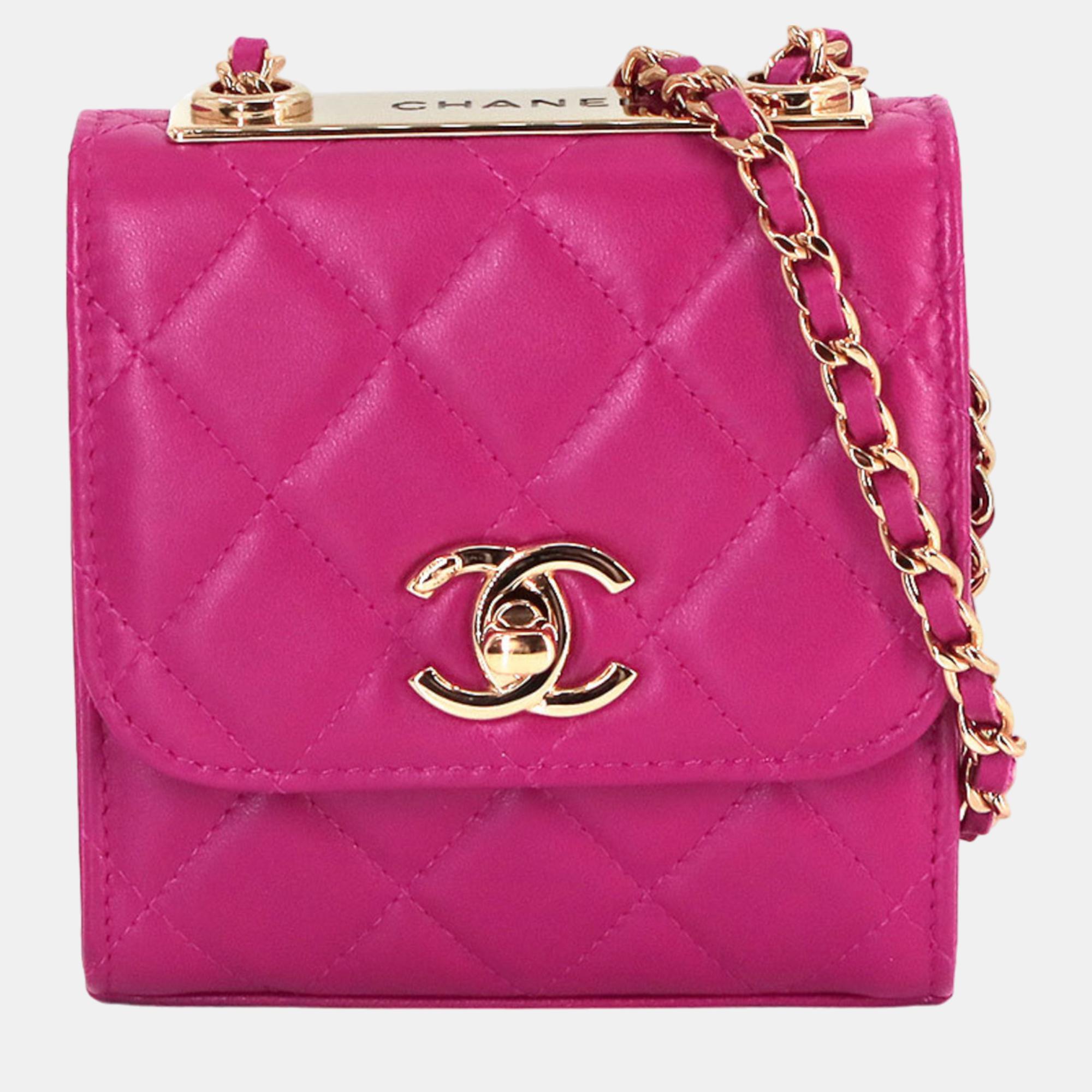 

Chanel Purple Mini Lambskin Trendy CC Clutch With Chain, Pink