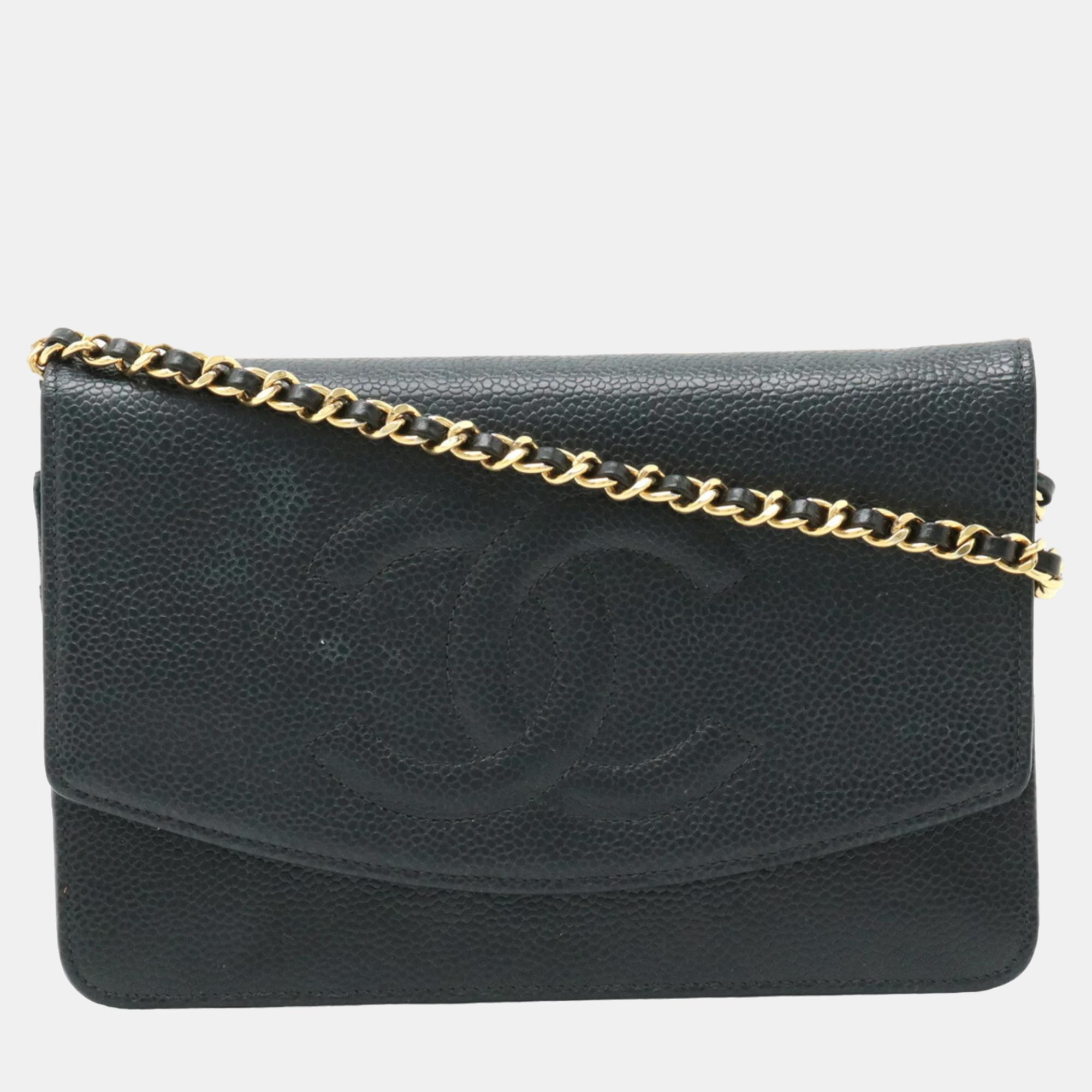 

Chanel Black Leather Classic Wallet On Chain