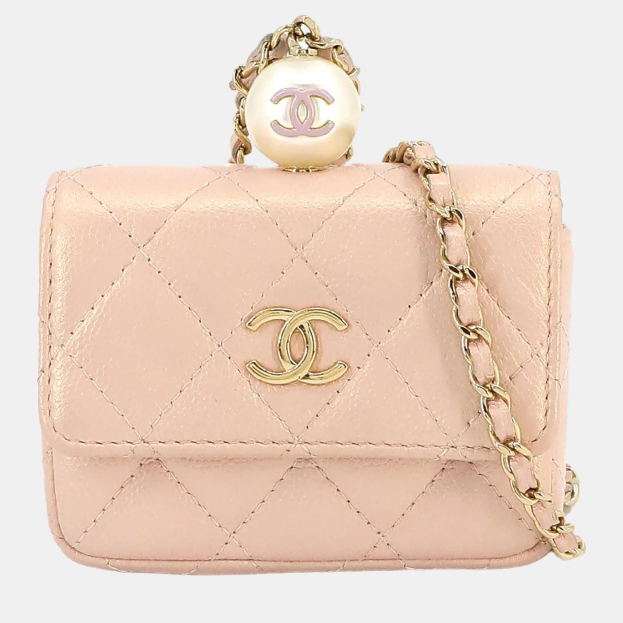 

Chanel Metallic pink Pearl Crush Mini Wallet On Chain