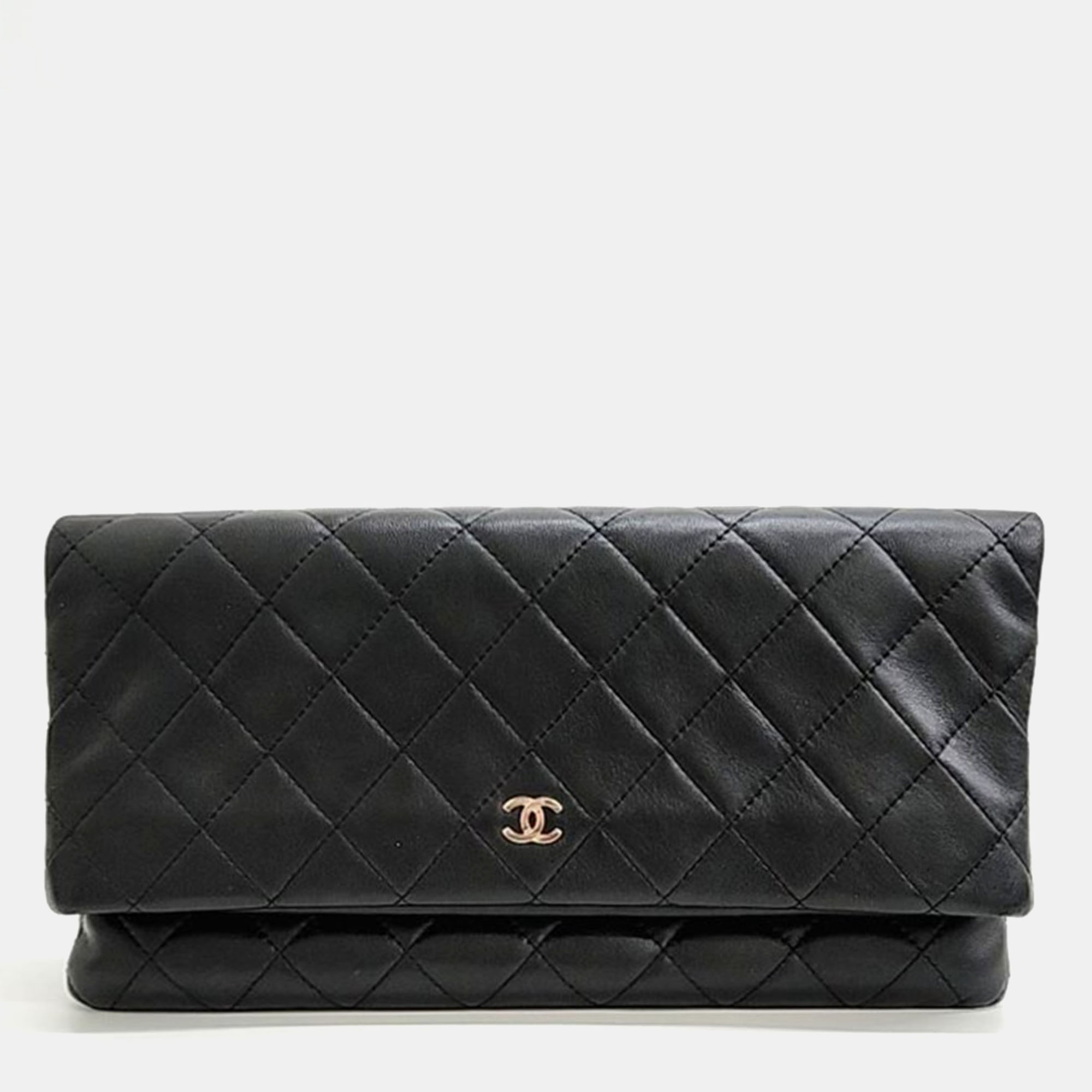 

Chanel Black Quilted Leather CC Clutch