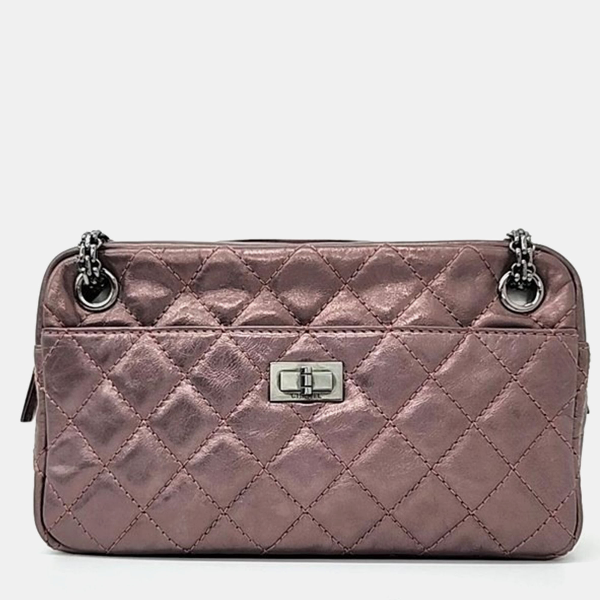 

Chanel Rose Fonce Quilted Leather Small Reissue 2.55 Camera Bag, Metallic