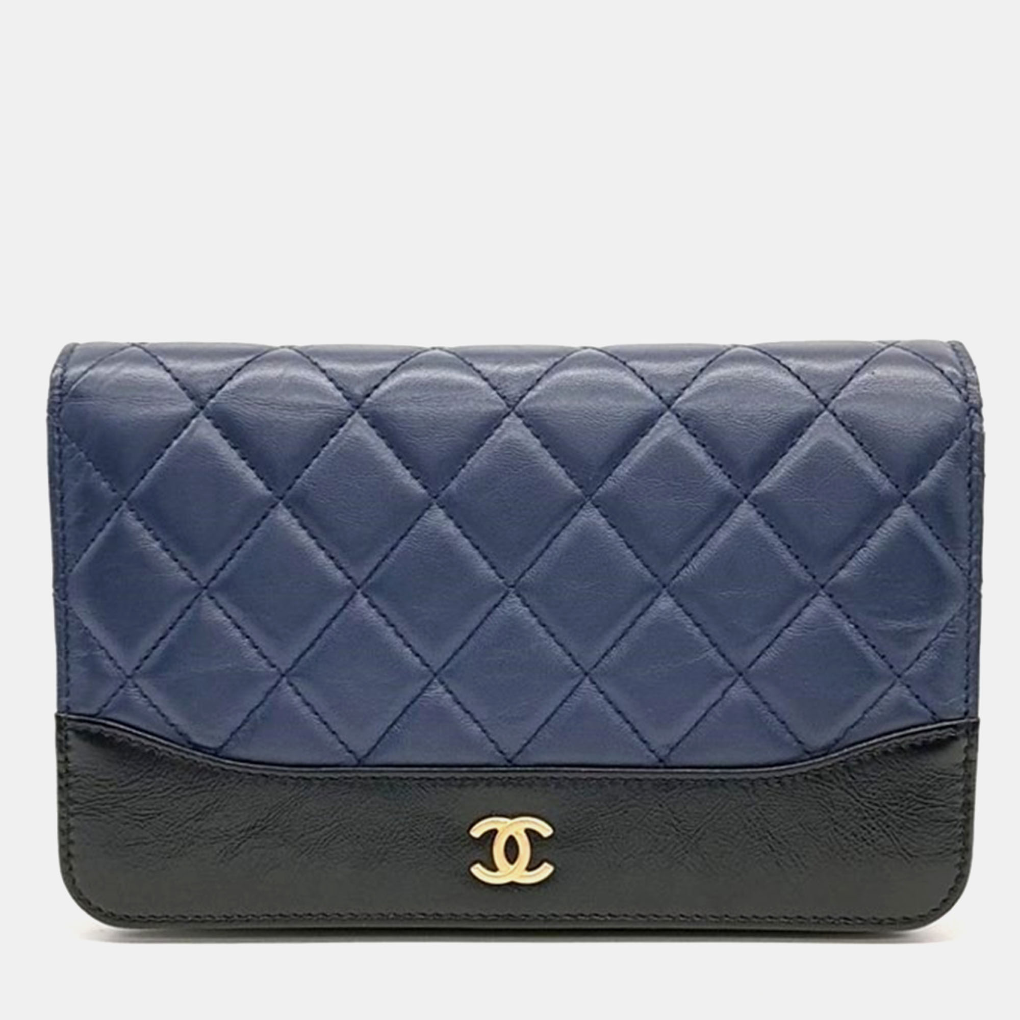 

Chanel Navy Blue Leather Gabrielle WOC Mini Crossbody Bag, Black