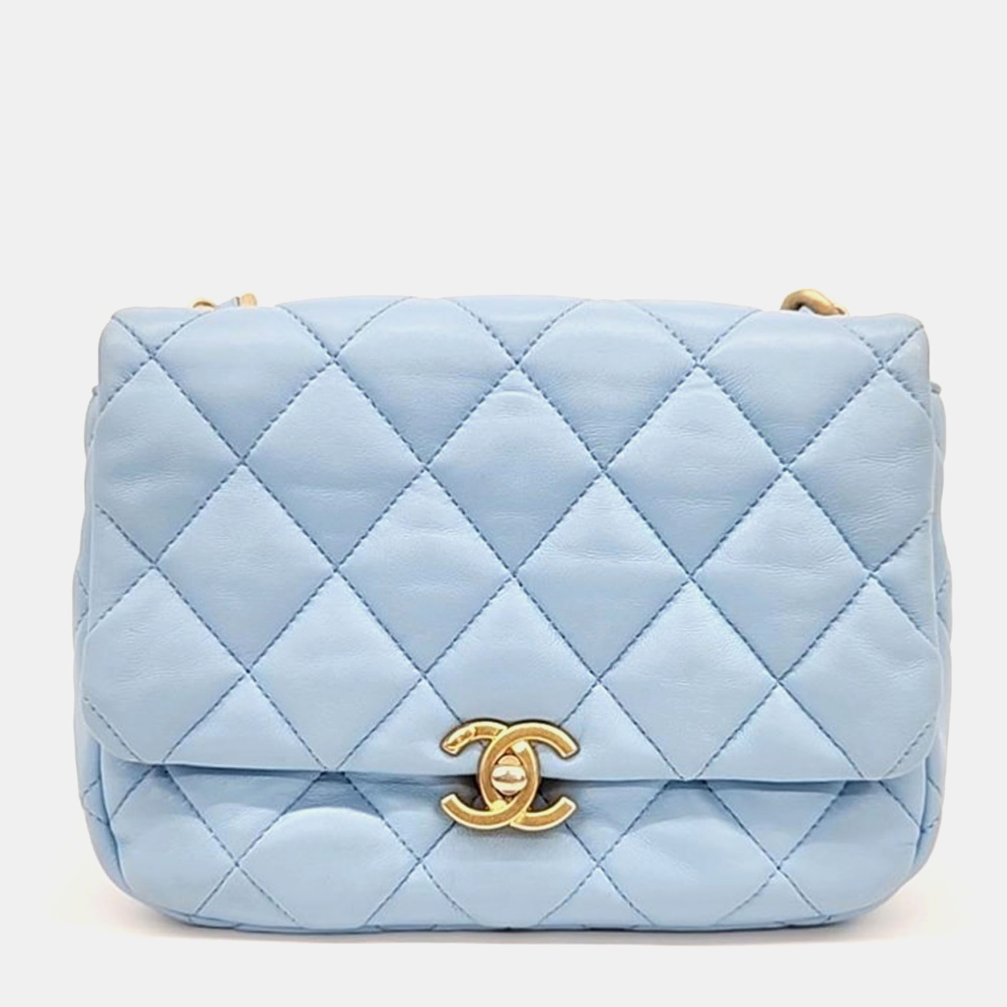 Pre-owned Chanel Flap Crossbody Bag In Blue