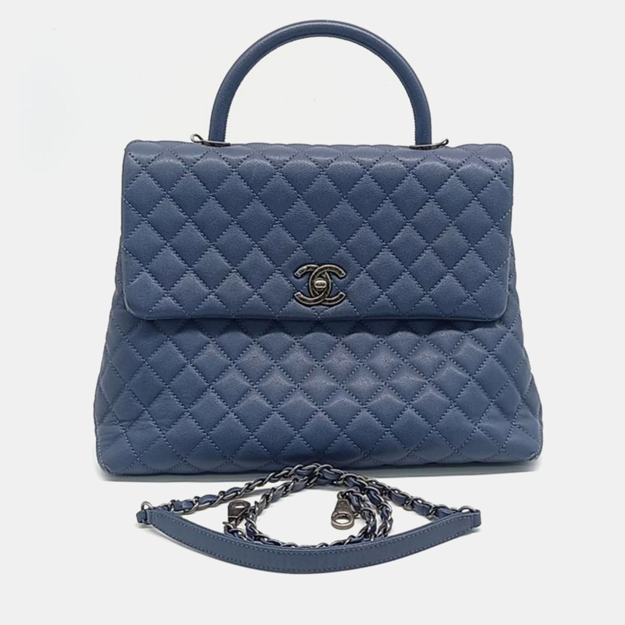 

Chanel Caviar Coco Handle 31 Bag, Blue