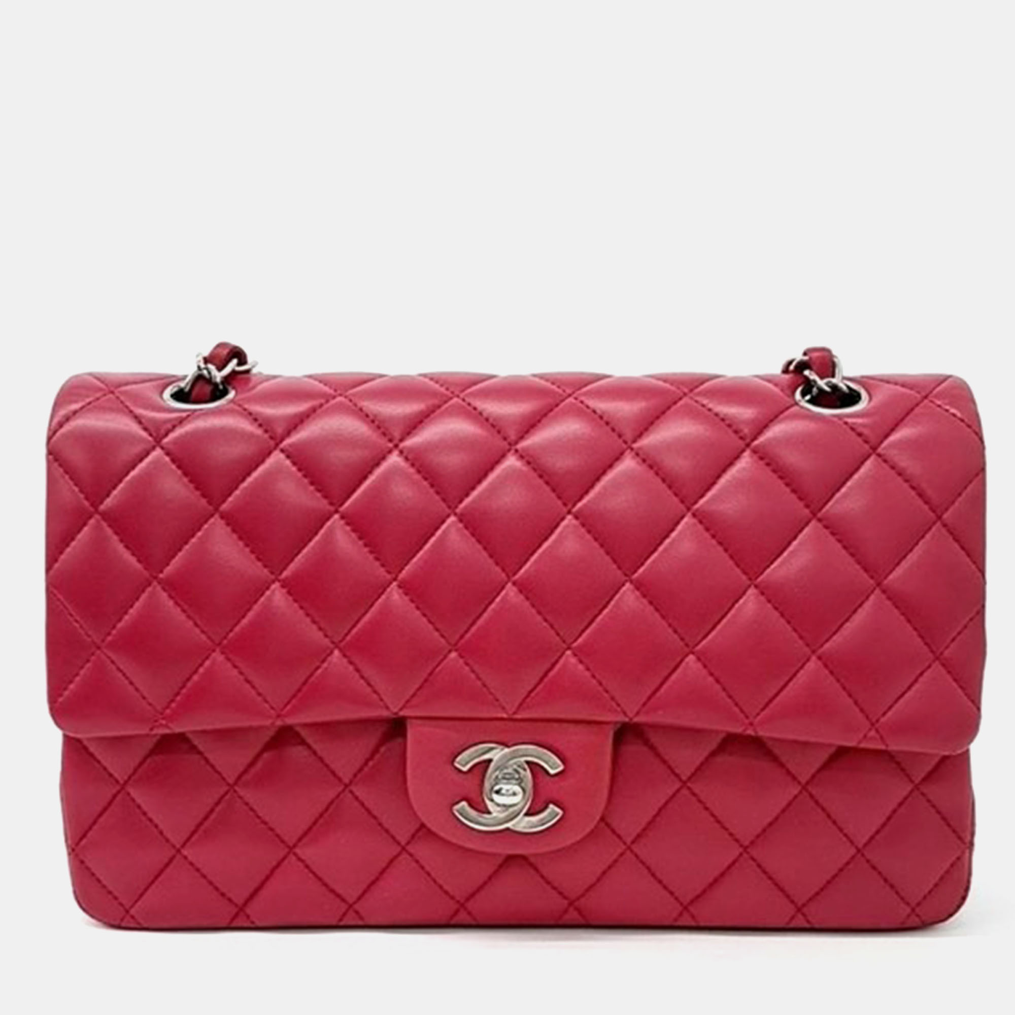 

Chanel Lambskin Classic Medium Bag, Red