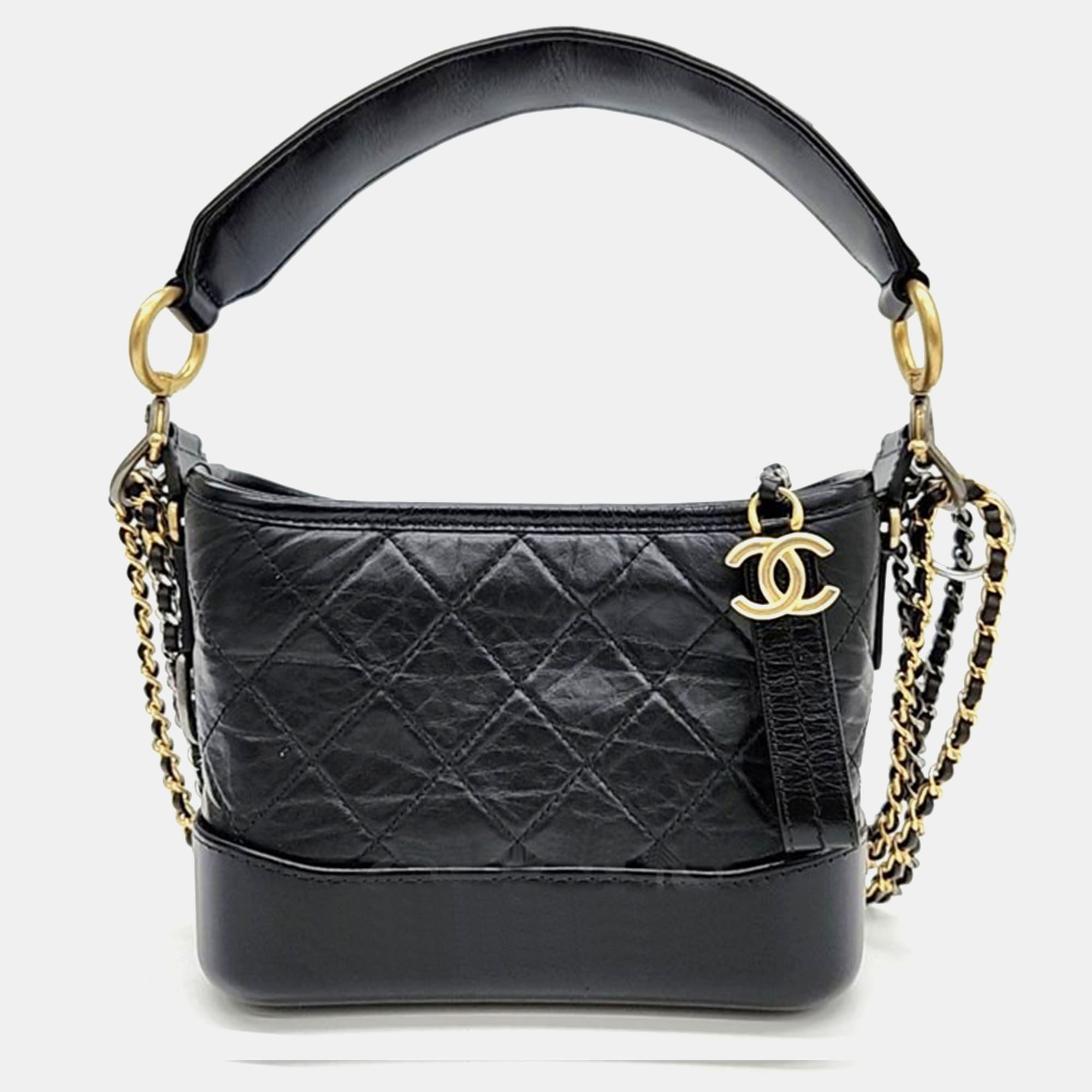 Pre-owned Chanel Gabrielle Hobo Small Bag In Black