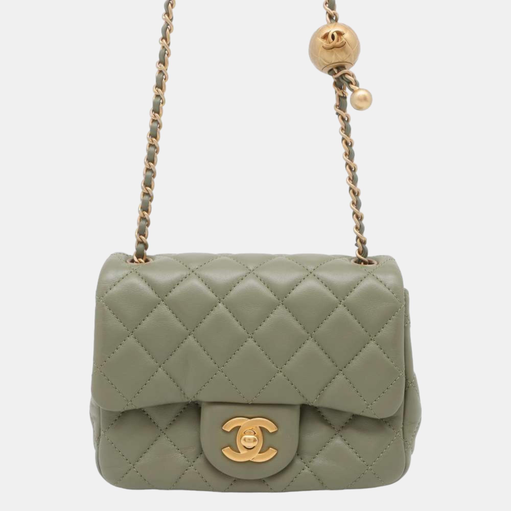 

Chanel Olive Green Lambskin Chain Shoulder Bag