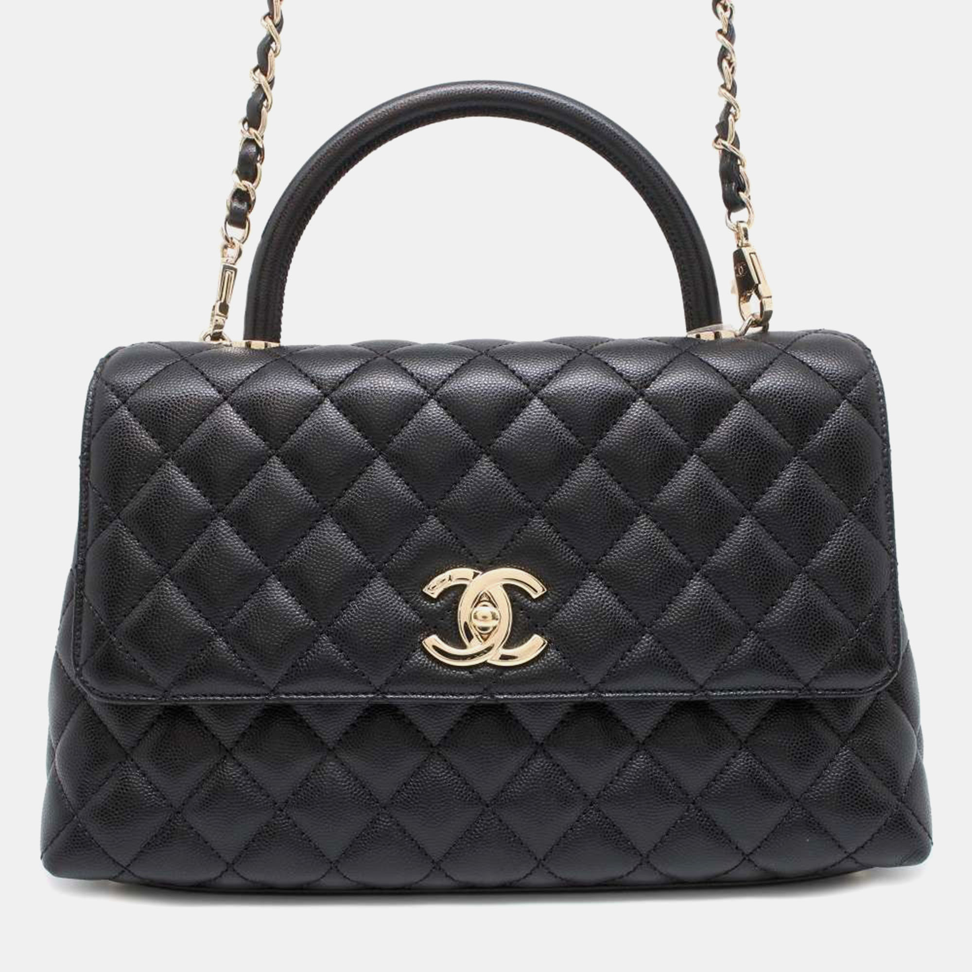 

Chanel Black Caviar Leather  Coco Top Handle Bag