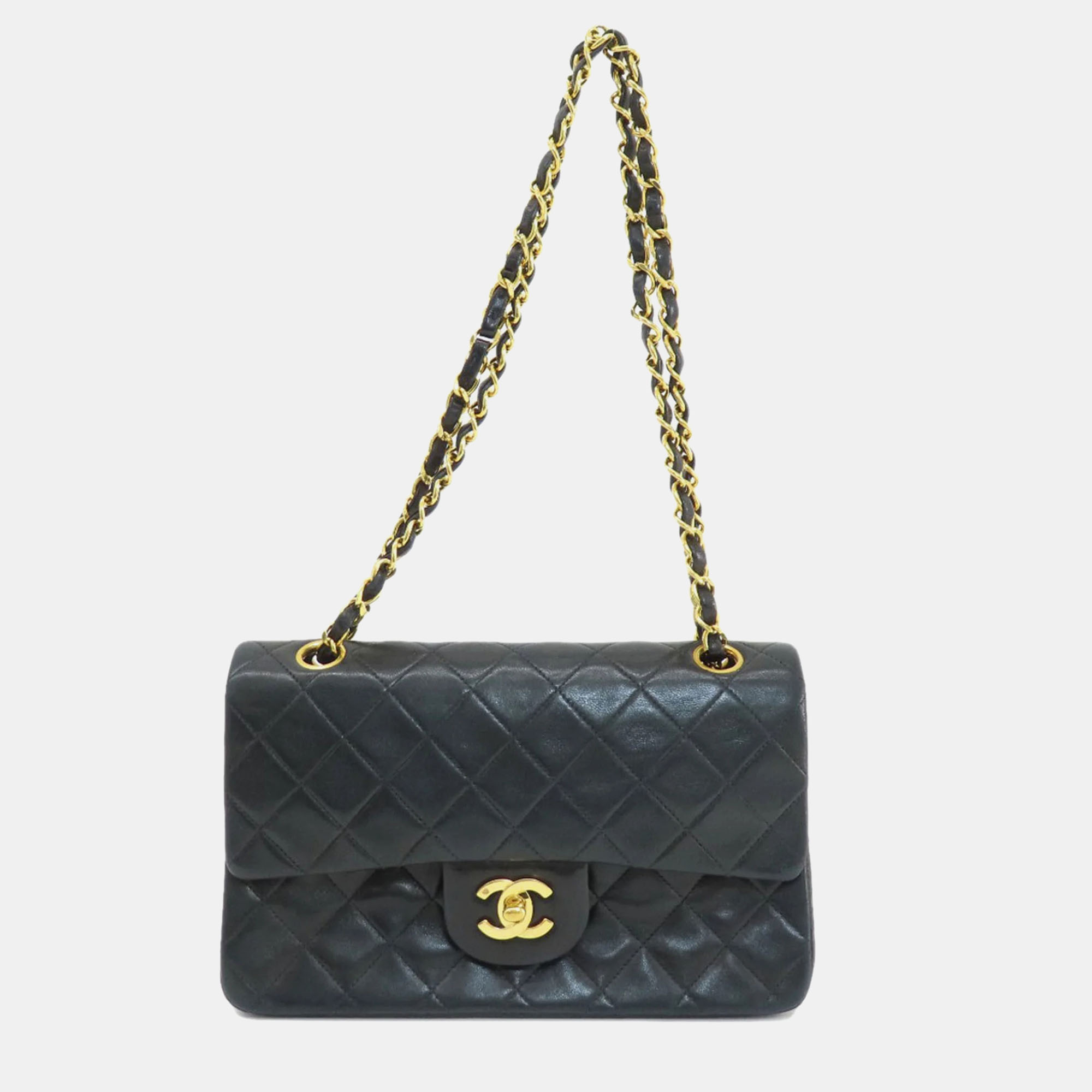 

Chanel Black Lambskin Leather  Classic Double Flap Shoulder Bags