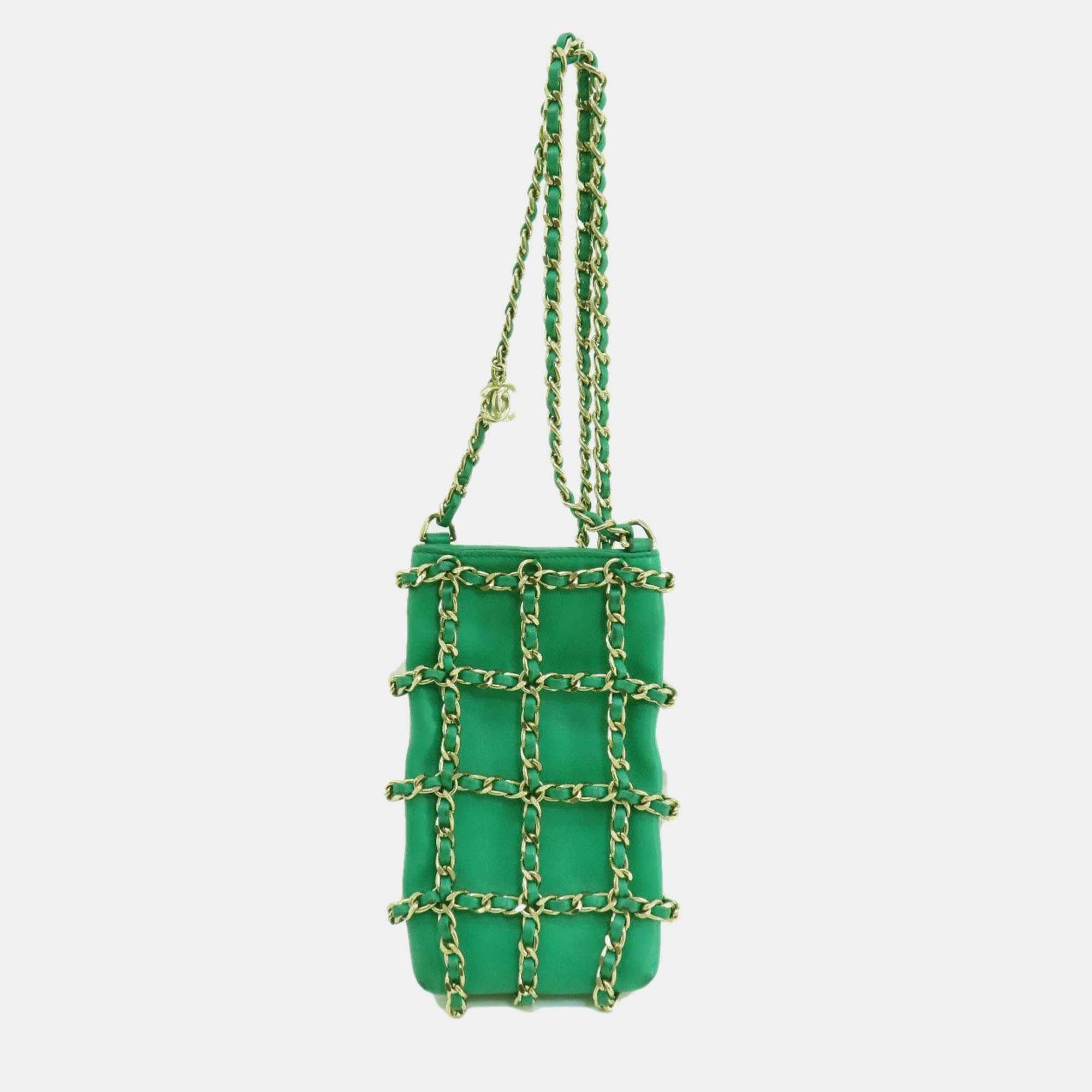 

Chanel Green Lambskin Tech Me Out Clutch With Chain