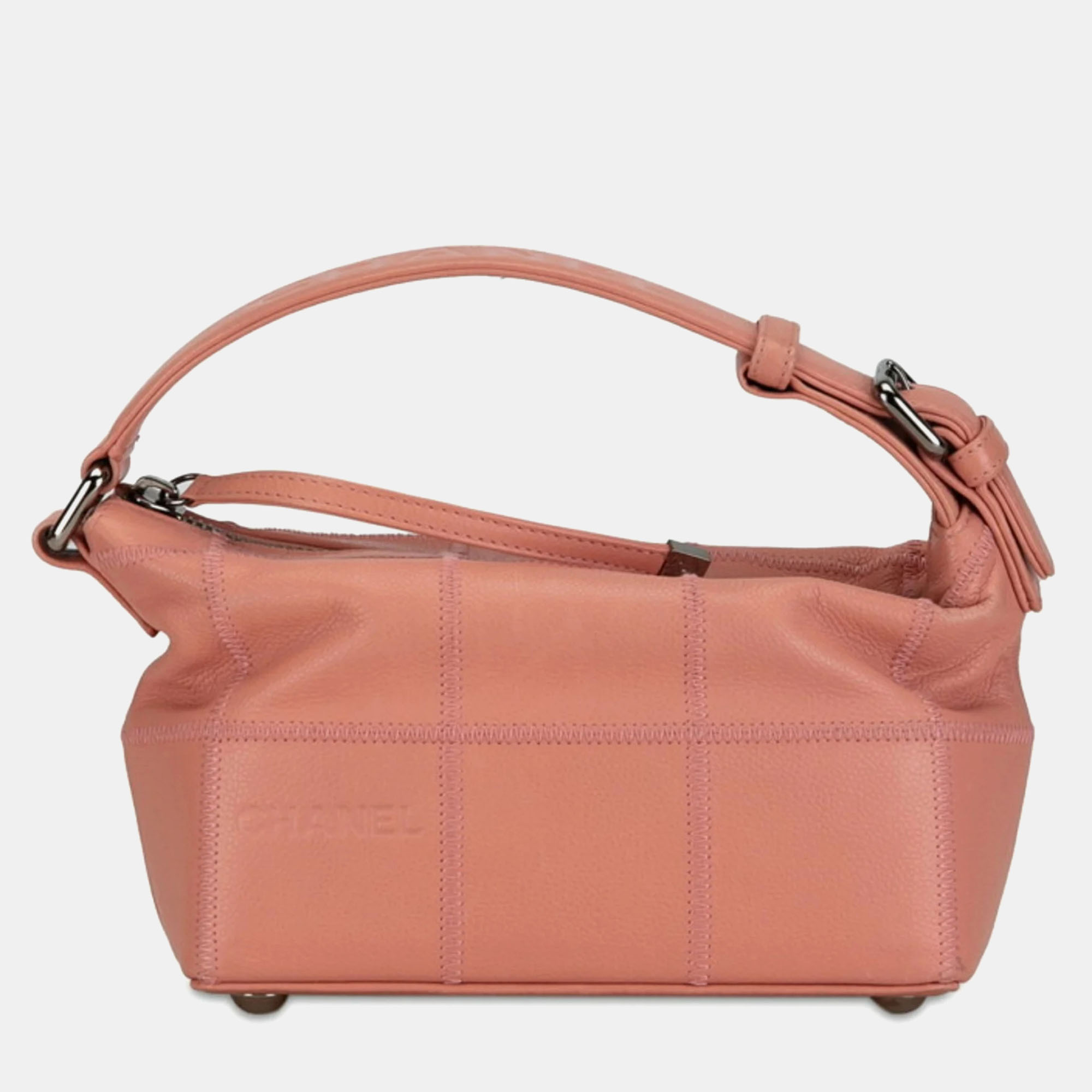 

Chanel Pink Caviar Leather Square Stitched Hobo Bag