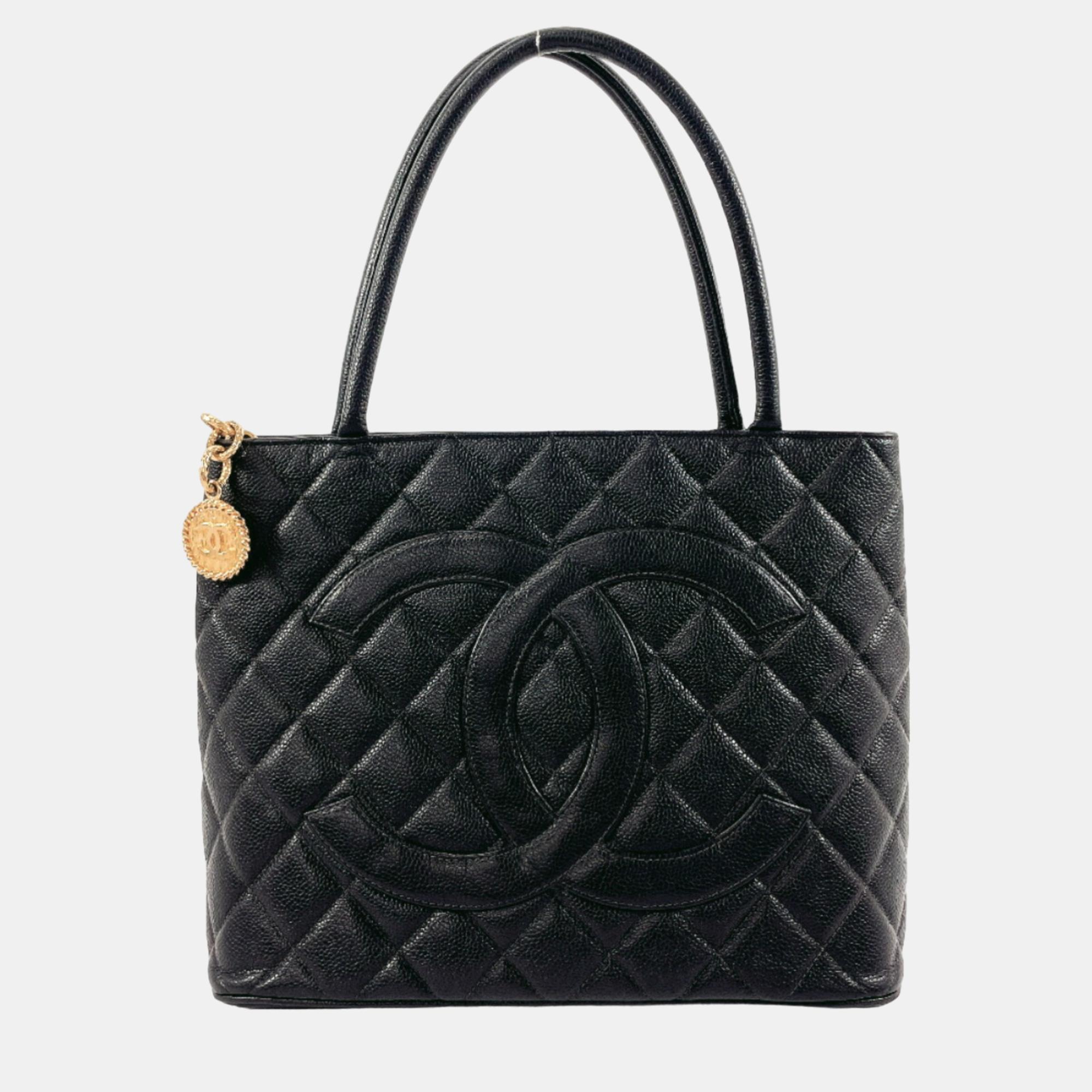 

Chanel Black Caviar Leather Medallion Tote bag