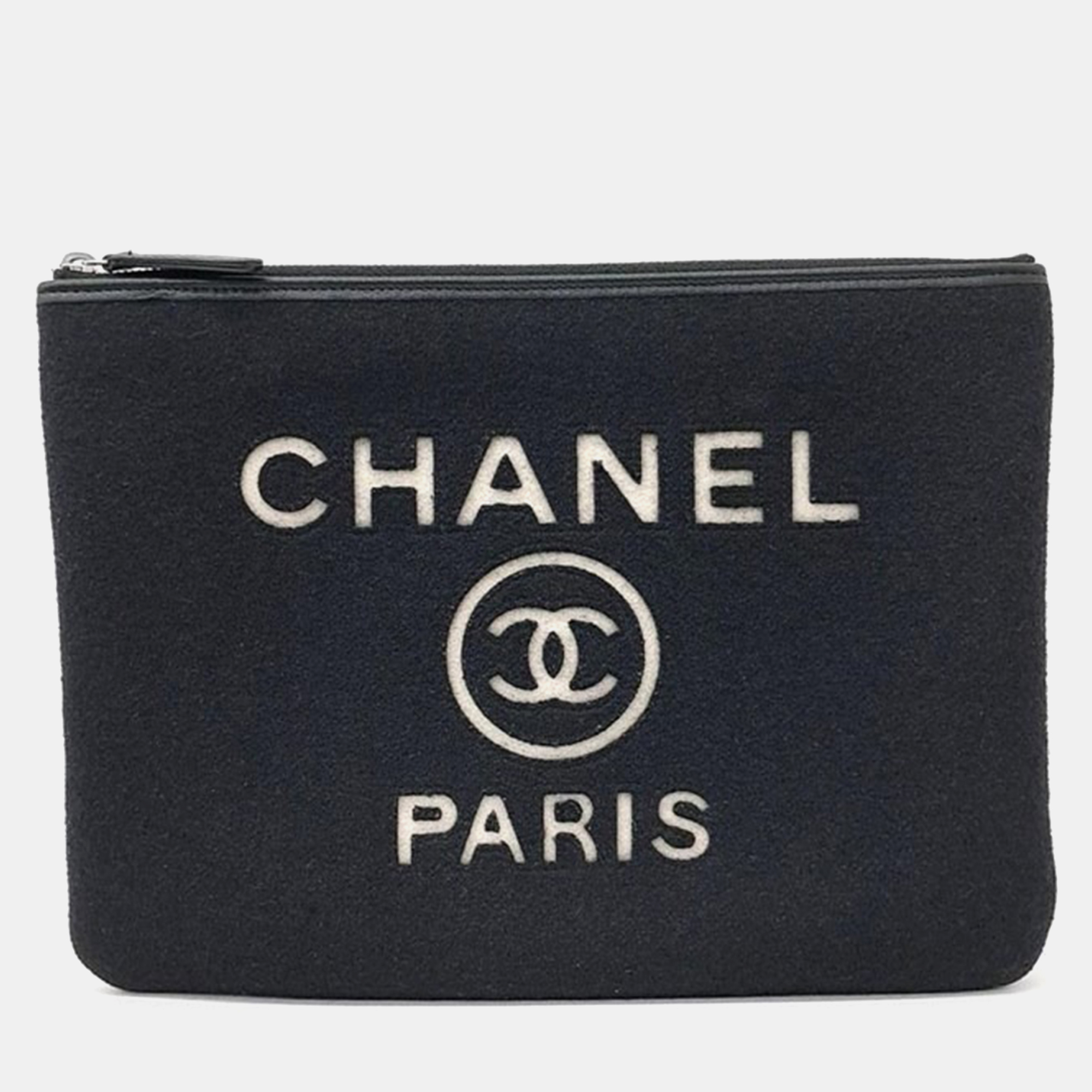 

Chanel Felt Deauville Clutch, Black