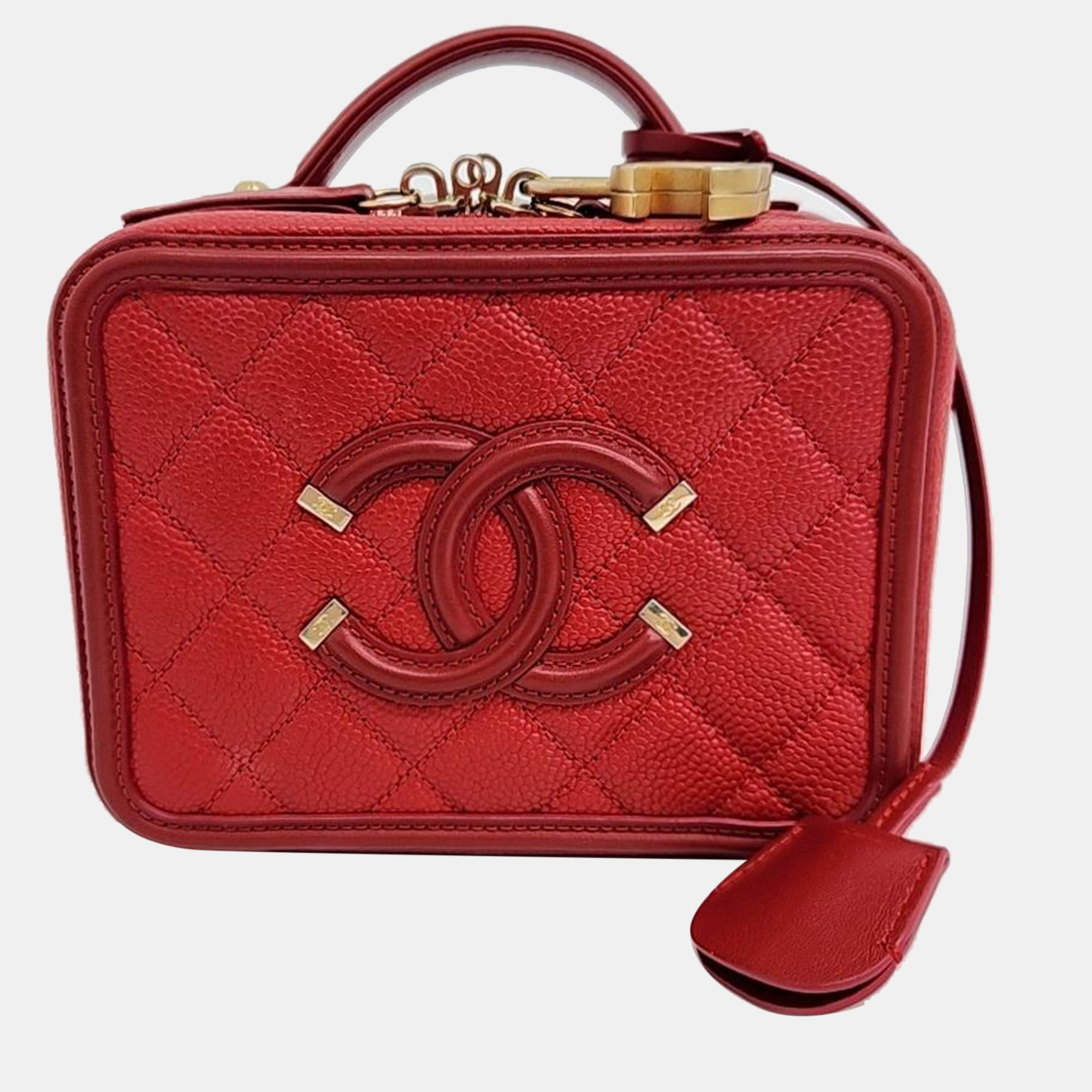 

Chanel Caviar Mini Cosmetic Tote Bag, Red