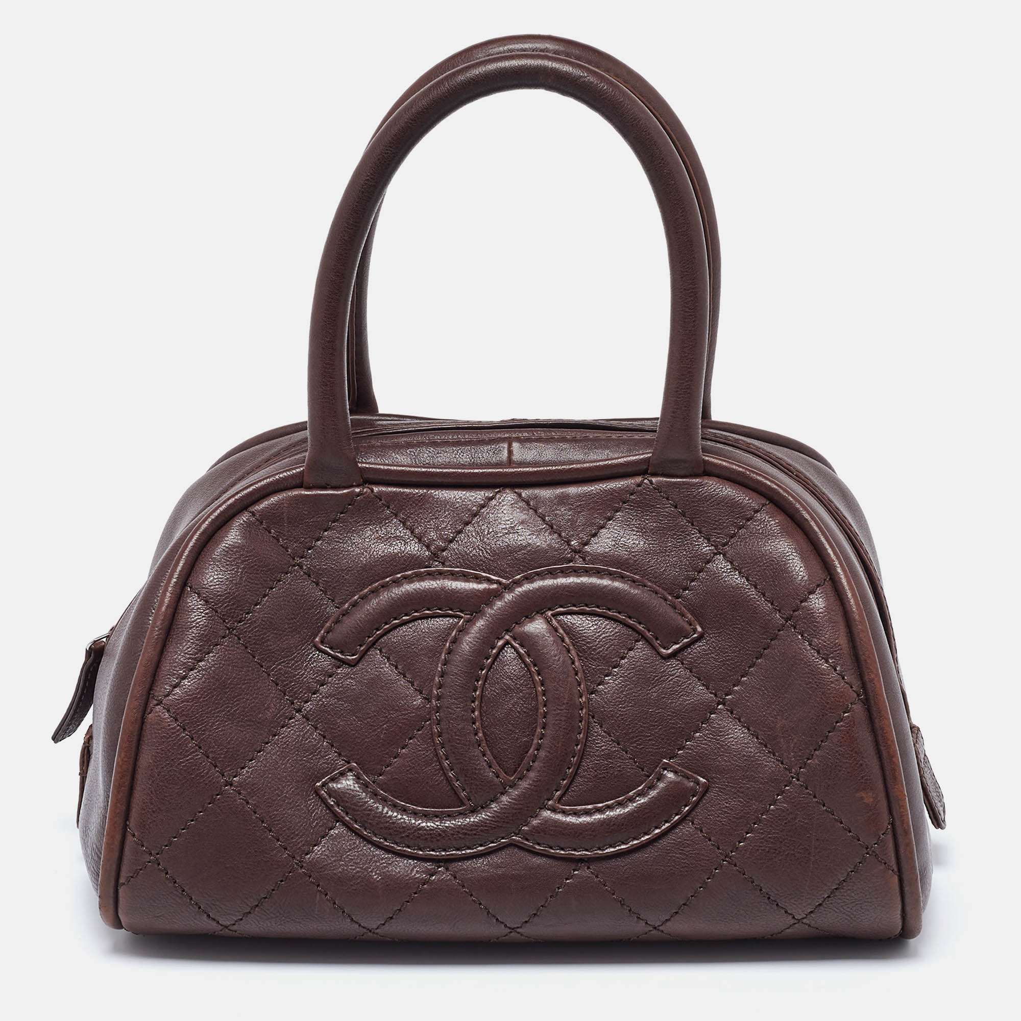 

Chanel Brown Quilted Leather Mini Timeless CC Bowler Bag