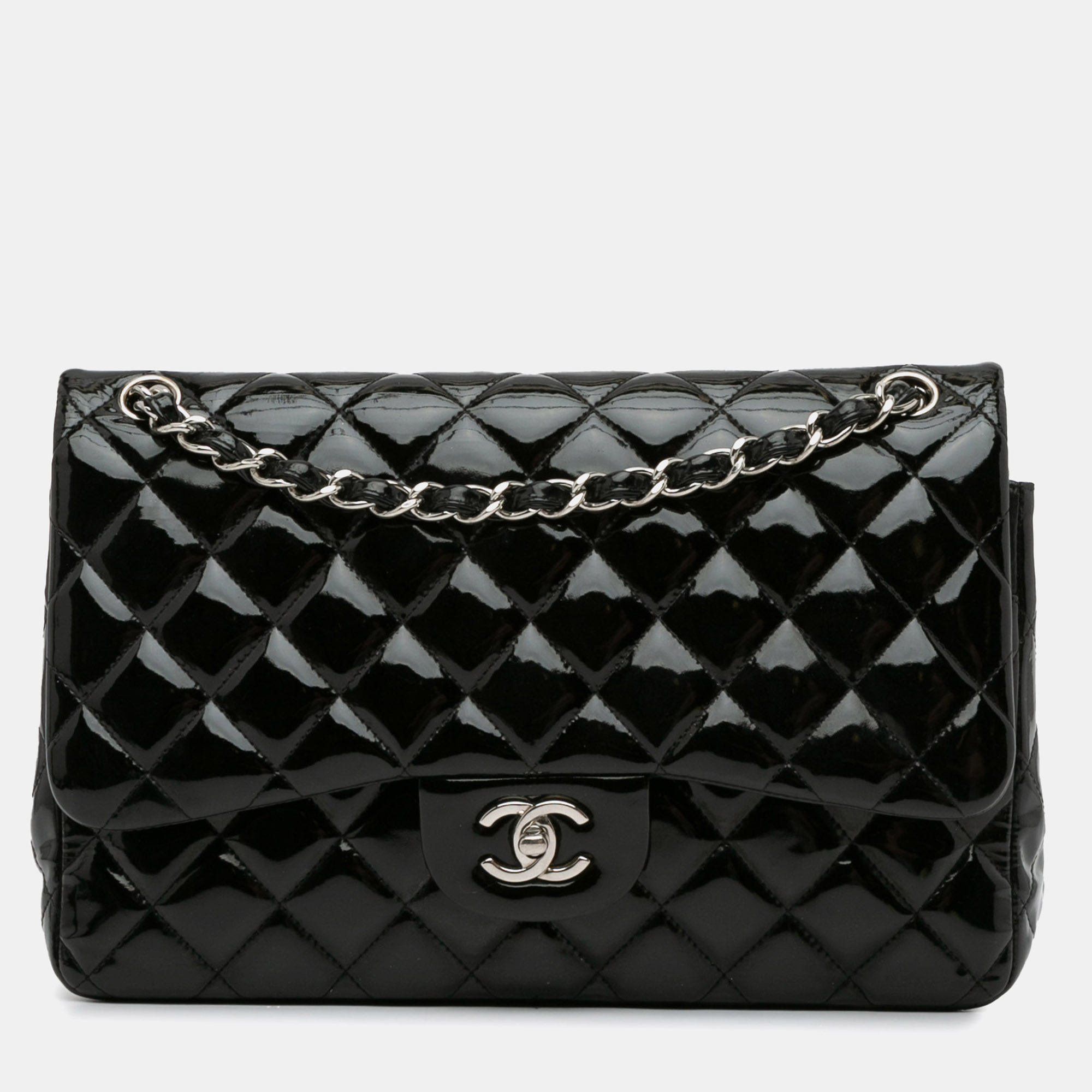 

Chanel Jumbo Classic Patent Double Flap, Black