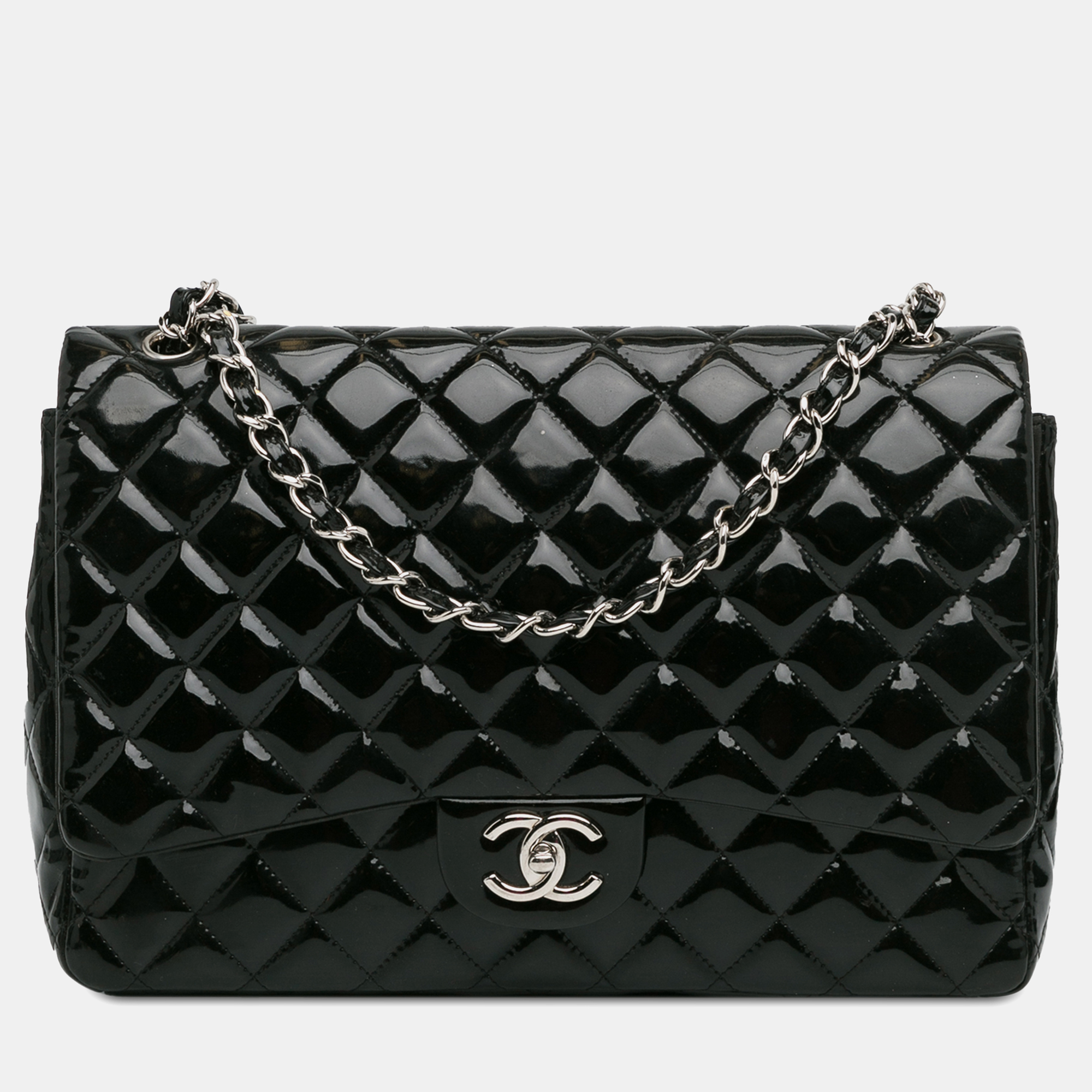 

Chanel Maxi Classic Patent Double Flap, Black