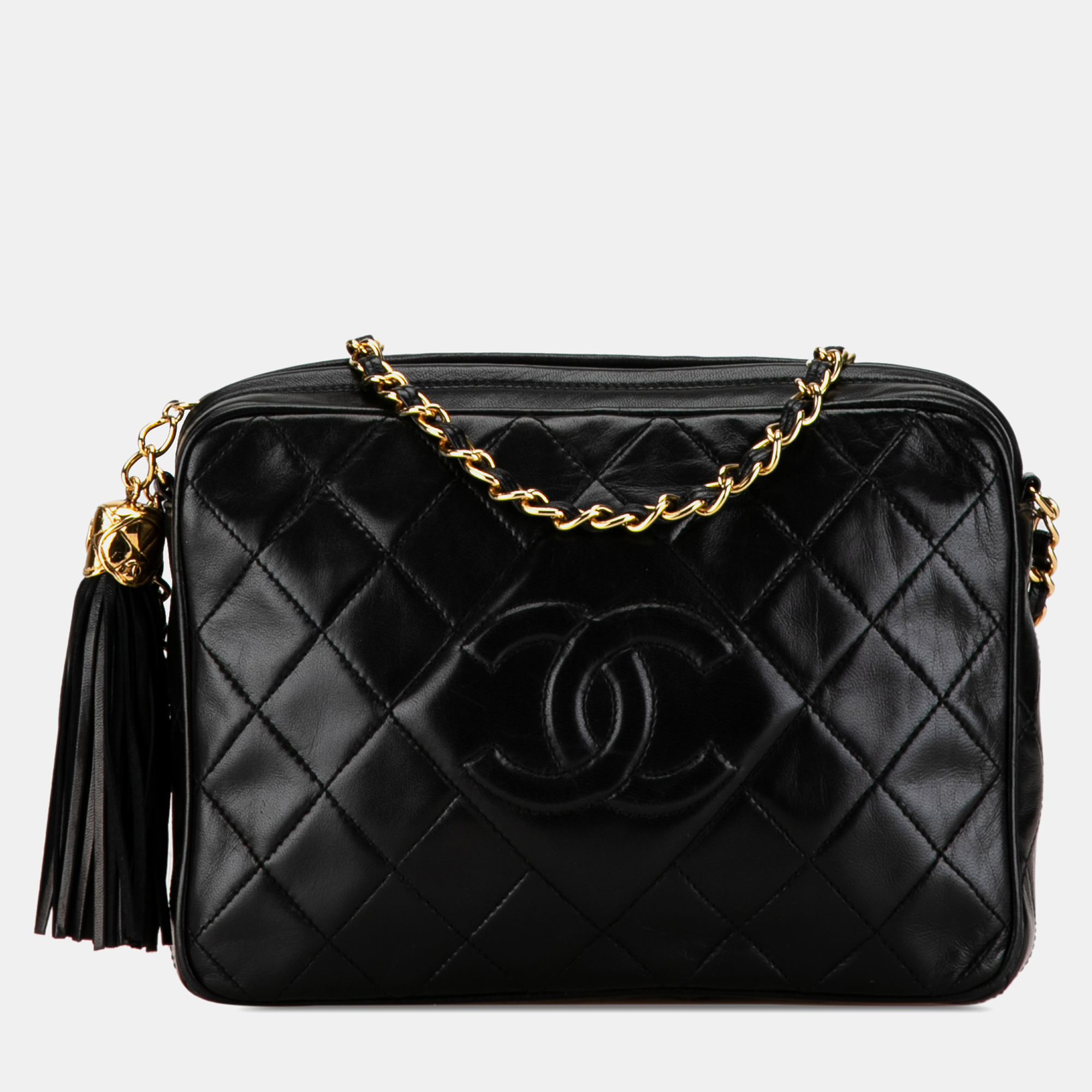 

Chanel CC Quilted Lambskin Tassel Camera Bag, Black