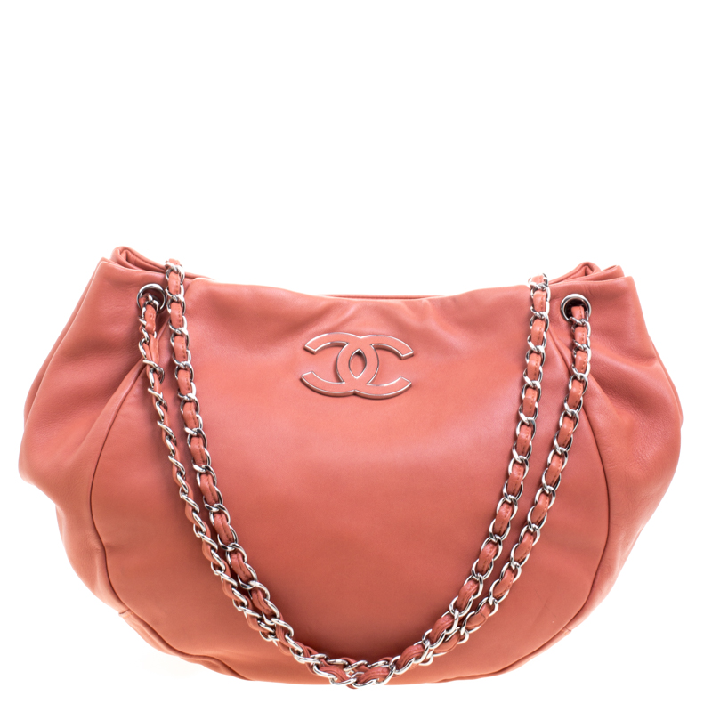 Pre Owned Chanel Vermilion Ultra Soft Leather Sensual Shopping Hobo