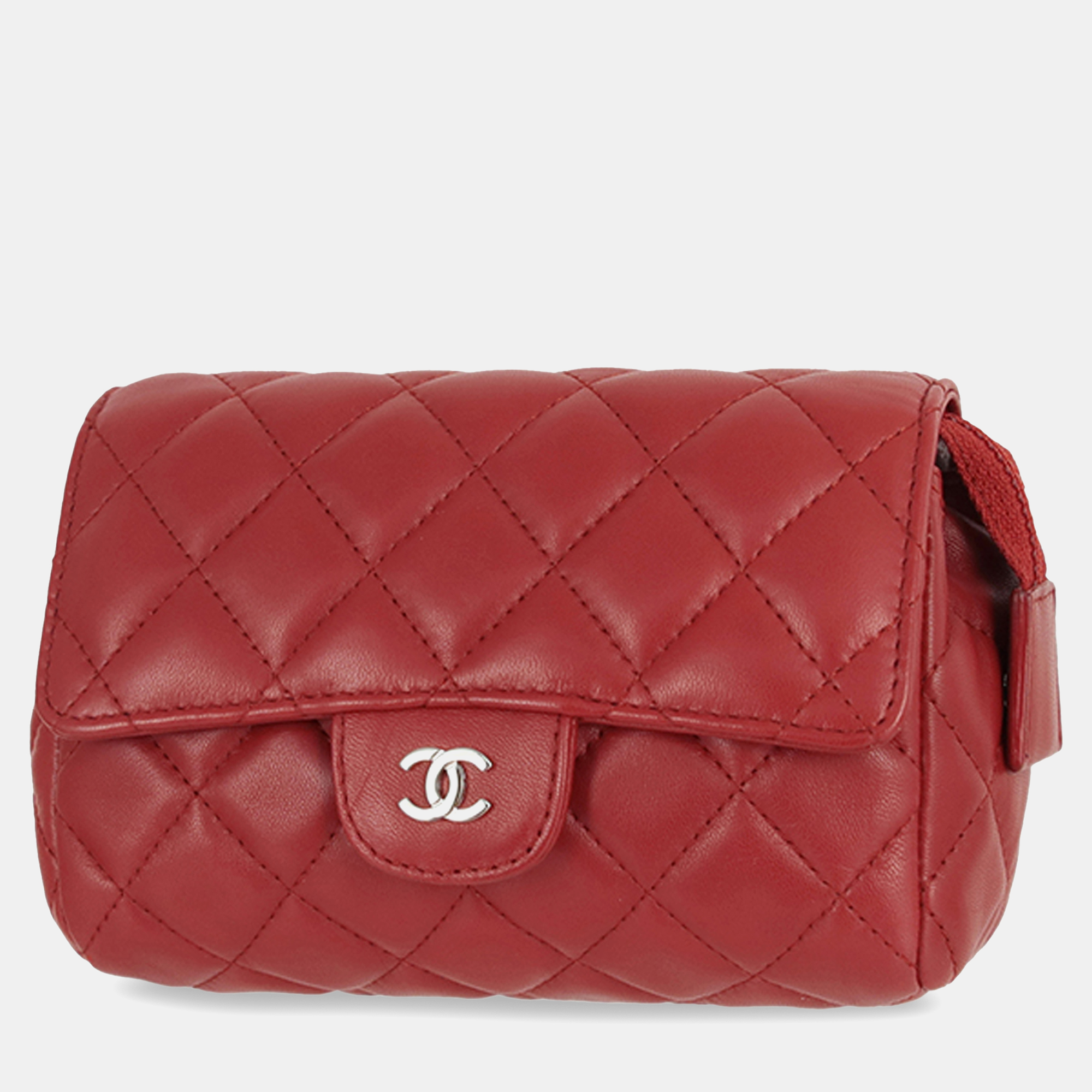 

Chanel CC Quilted Lambskin Pouch, Red