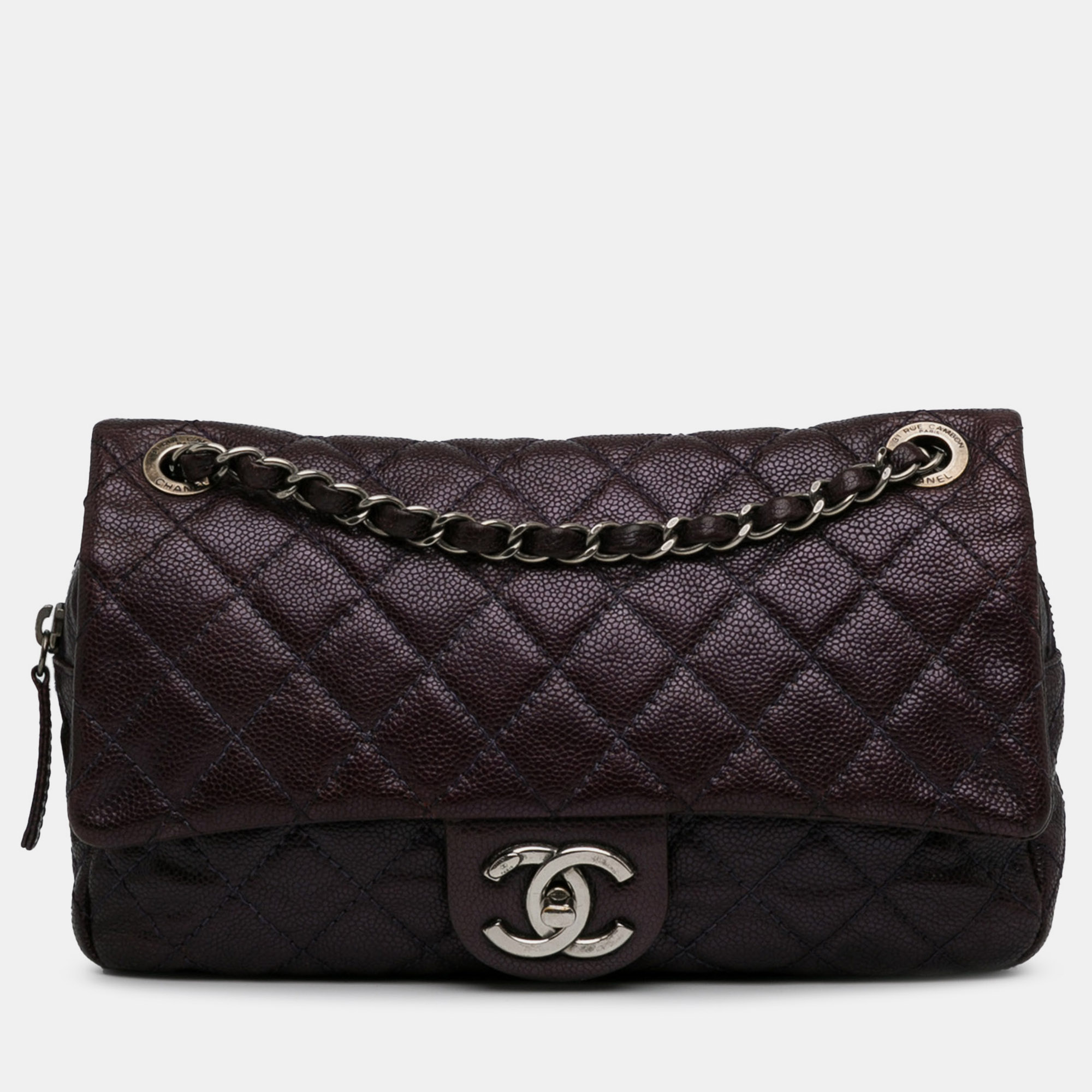 

Chanel Jumbo Classic Caviar Easy Zip Flap, Purple