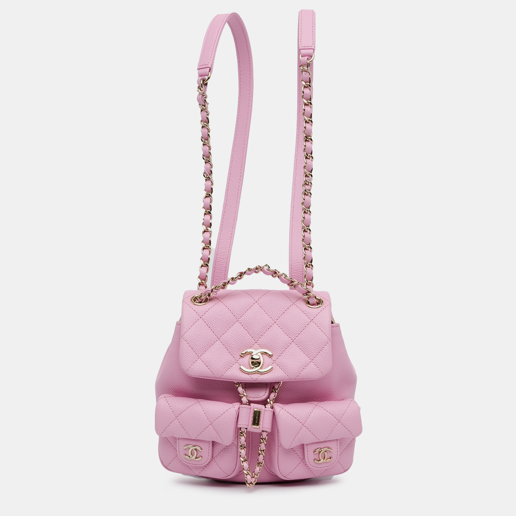 

Chanel Small Quilted Caviar Duma Pockets Drawstring Backpack, Pink