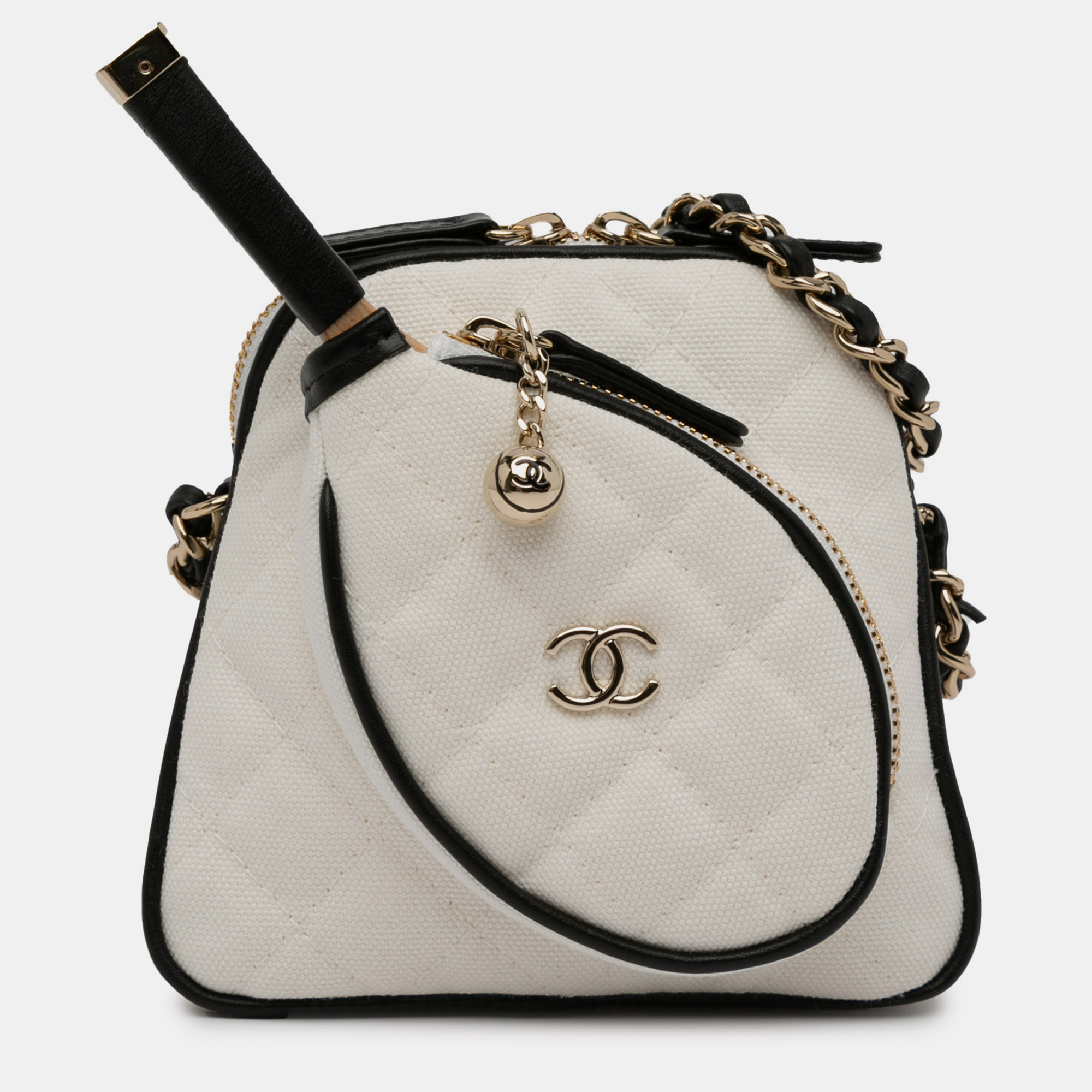 

Chanel Coco Masters Mini Canvas Tennis Racket Bag, White
