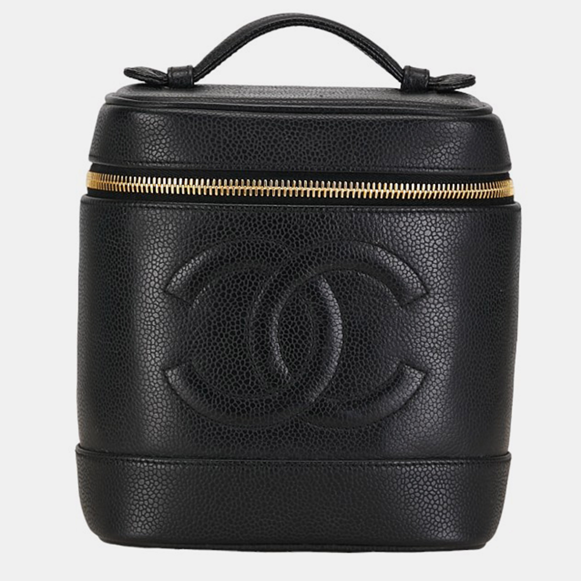 

Chanel Black Leather CC Caviar Vanity Case