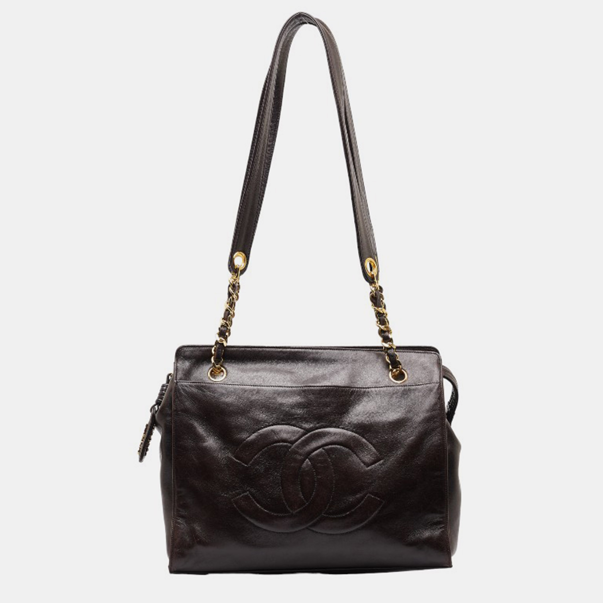

Chanel Black Leather Leather CC Chain Tote Bag