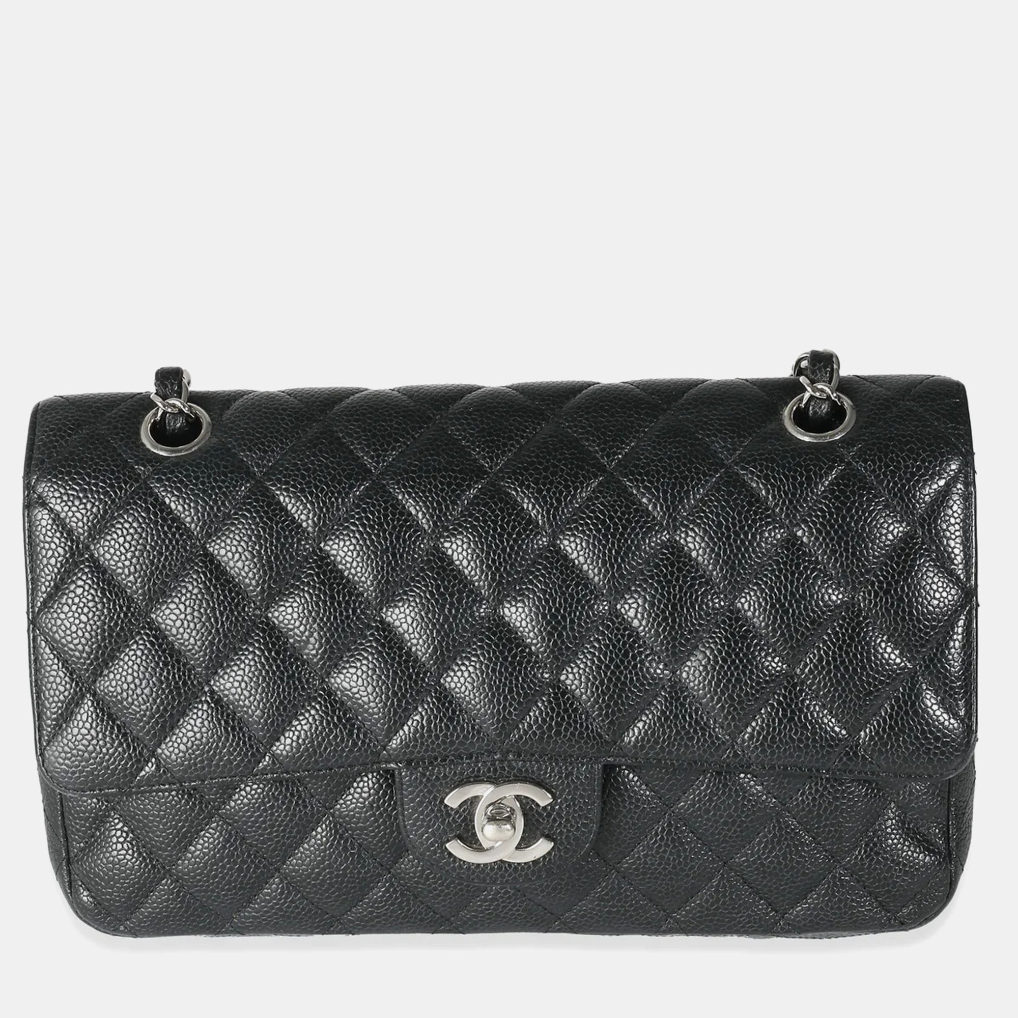 

Chanel Black Quilted Caviar  Classic Double Flap Bag