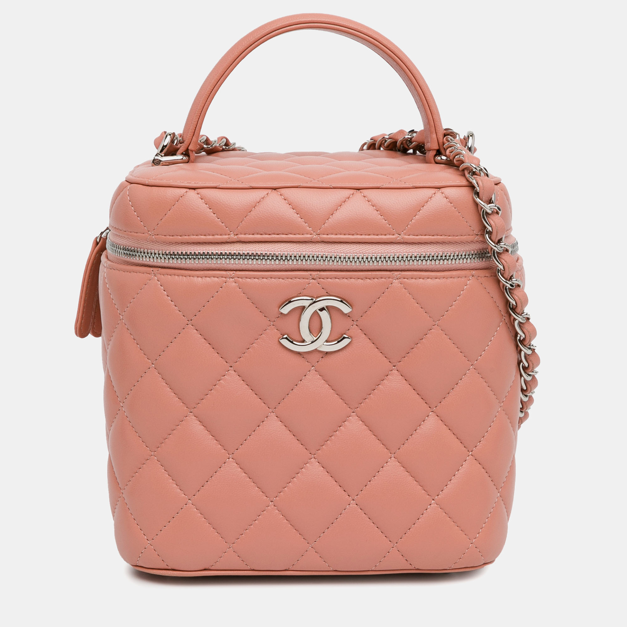 

Chanel Lambskin Top Handle Vanity Case with Chain, Pink