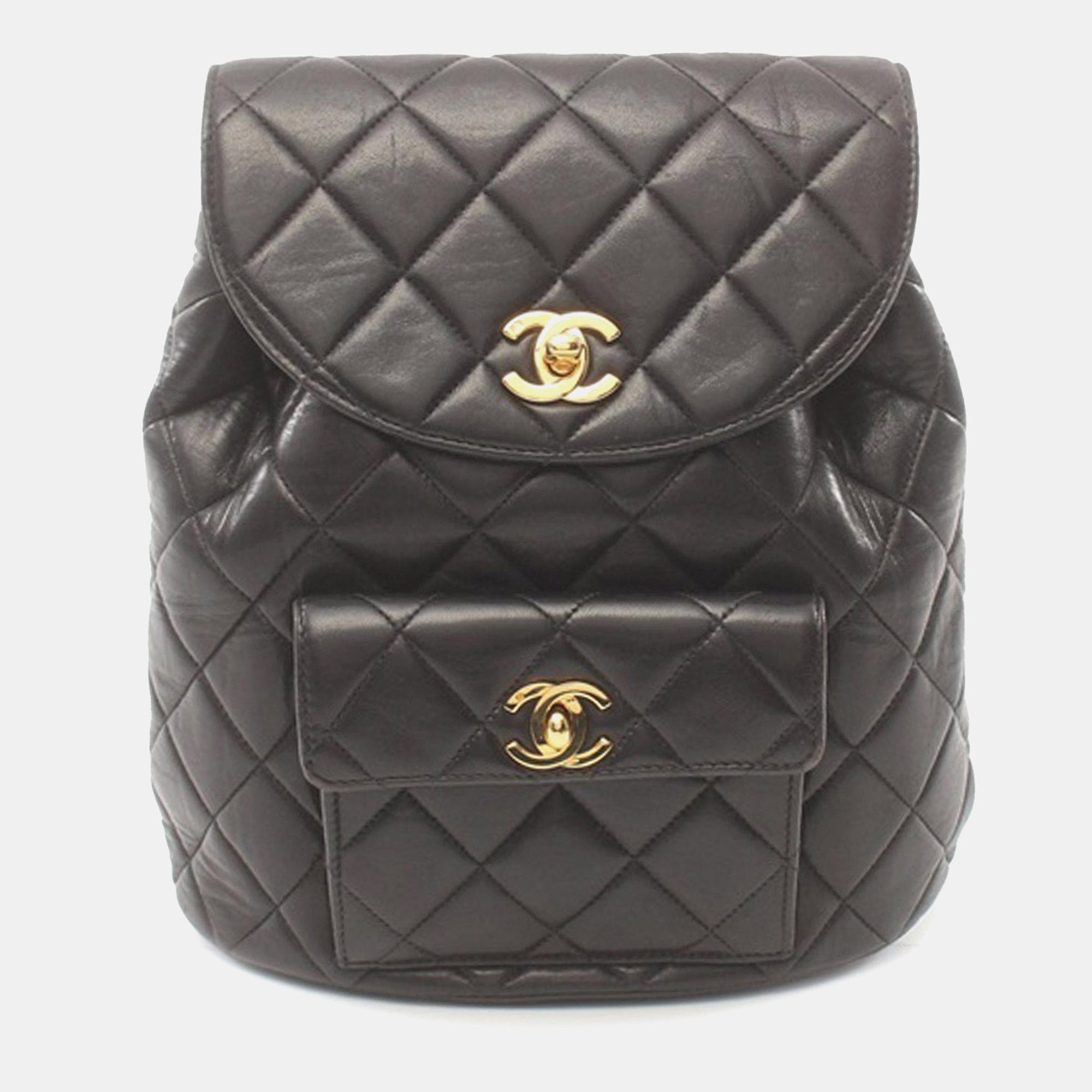 

Chanel Quilted Lambskin Leather Backpack, Black