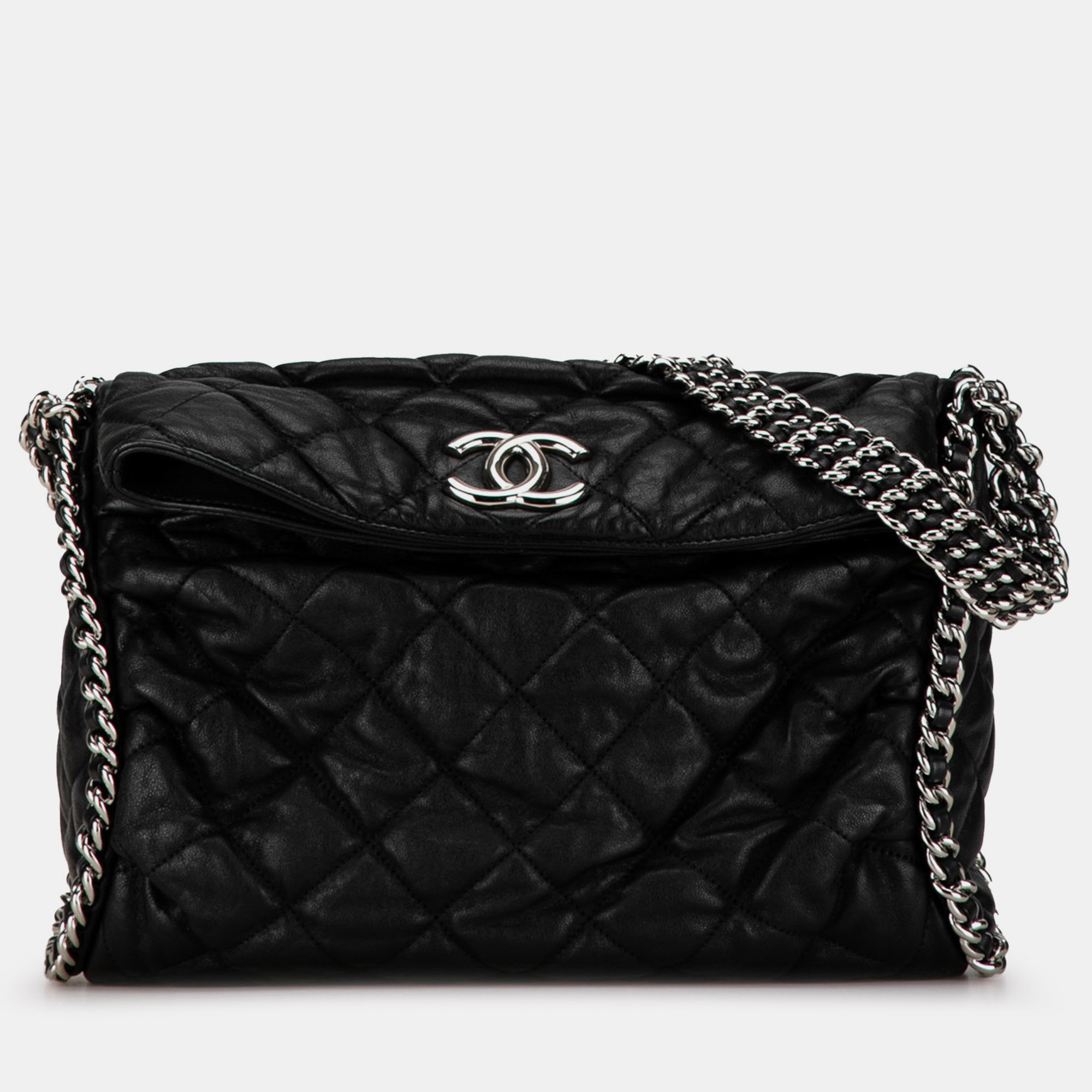 

Chanel Washed Lambskin Chain Around Hobo Bag, Black