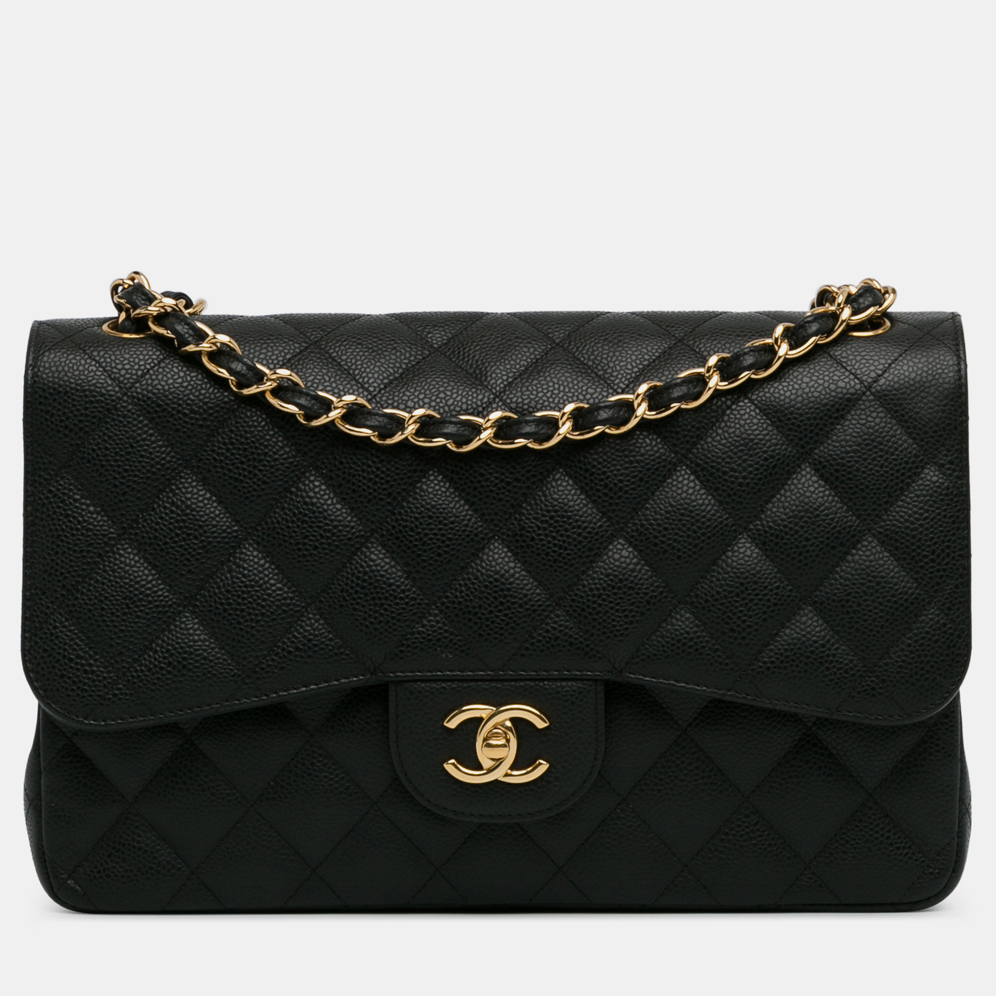 

Chanel Jumbo Classic Caviar Double Flap Bag, Black