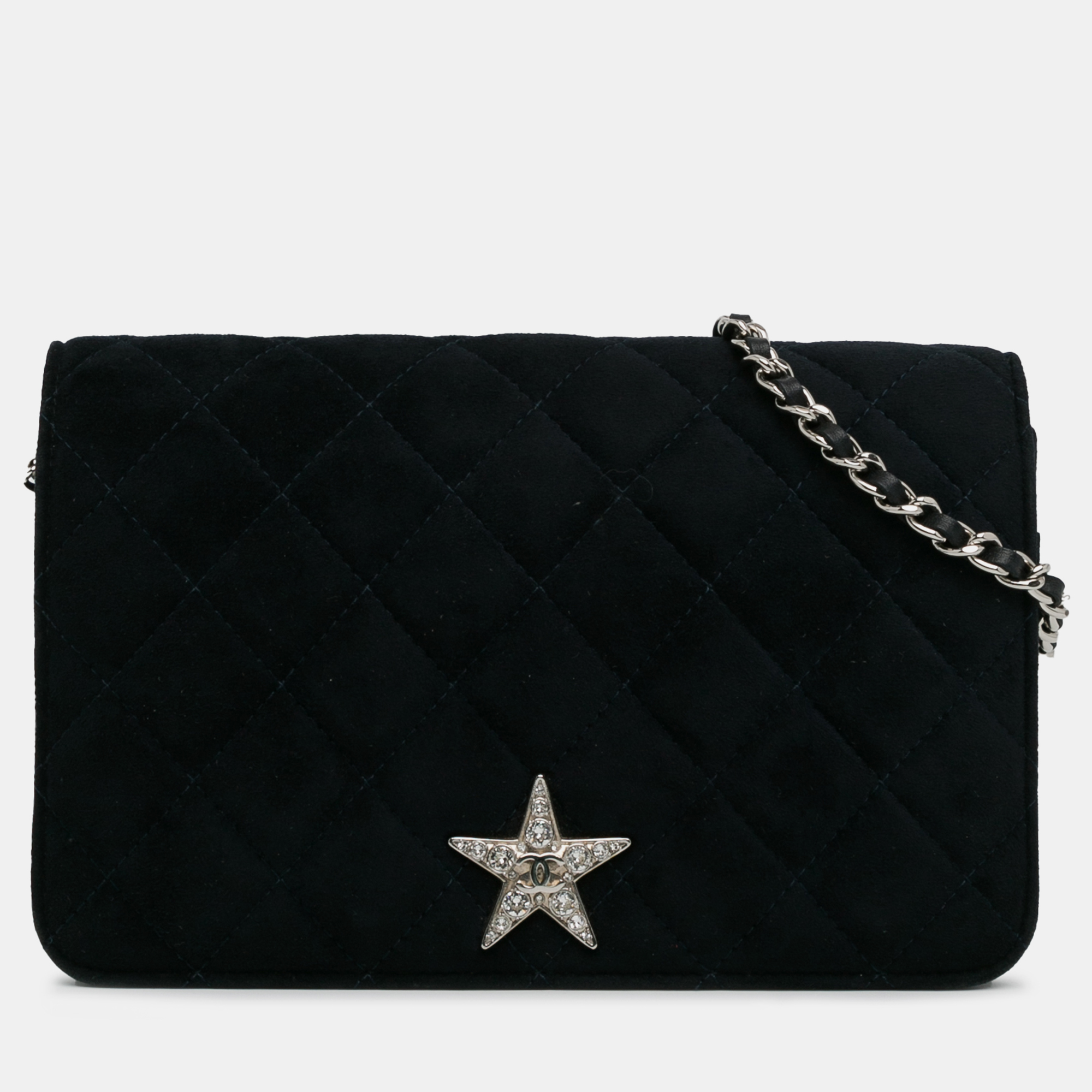 

Chanel Suede Cocostellar Wallet on Chain, Black