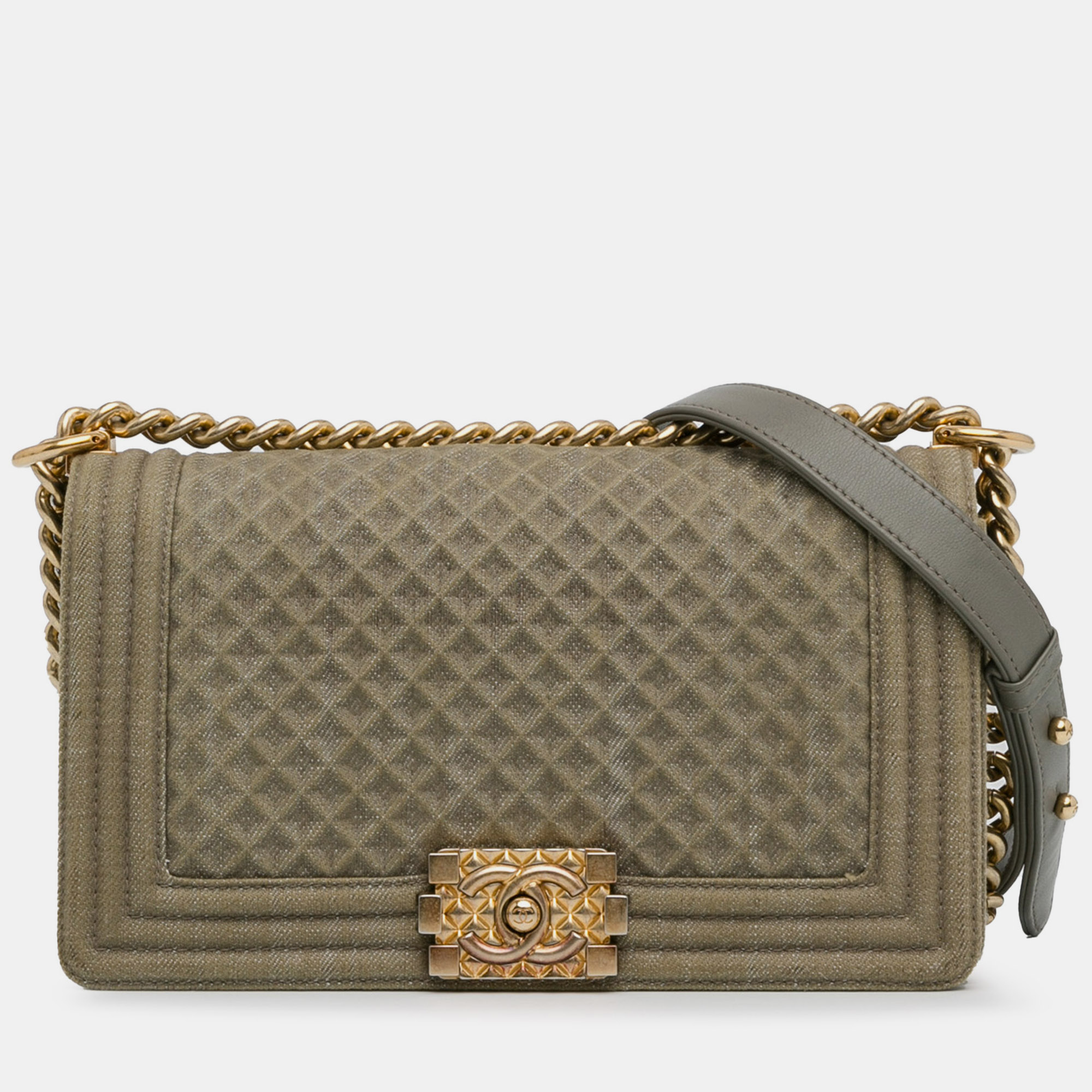 

Chanel Medium Denim Boy Flap Bag, Green