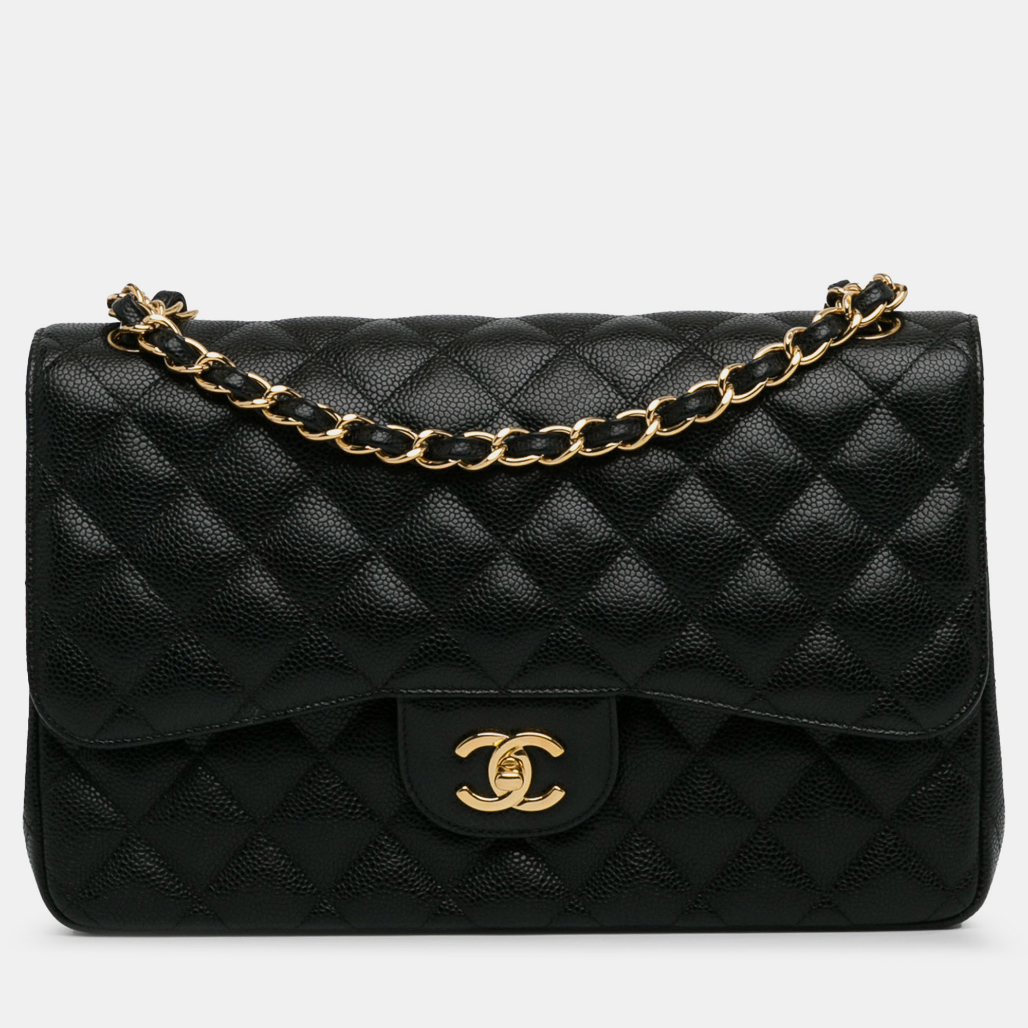 

Chanel Jumbo Classic Caviar Double Flap Bag, Black