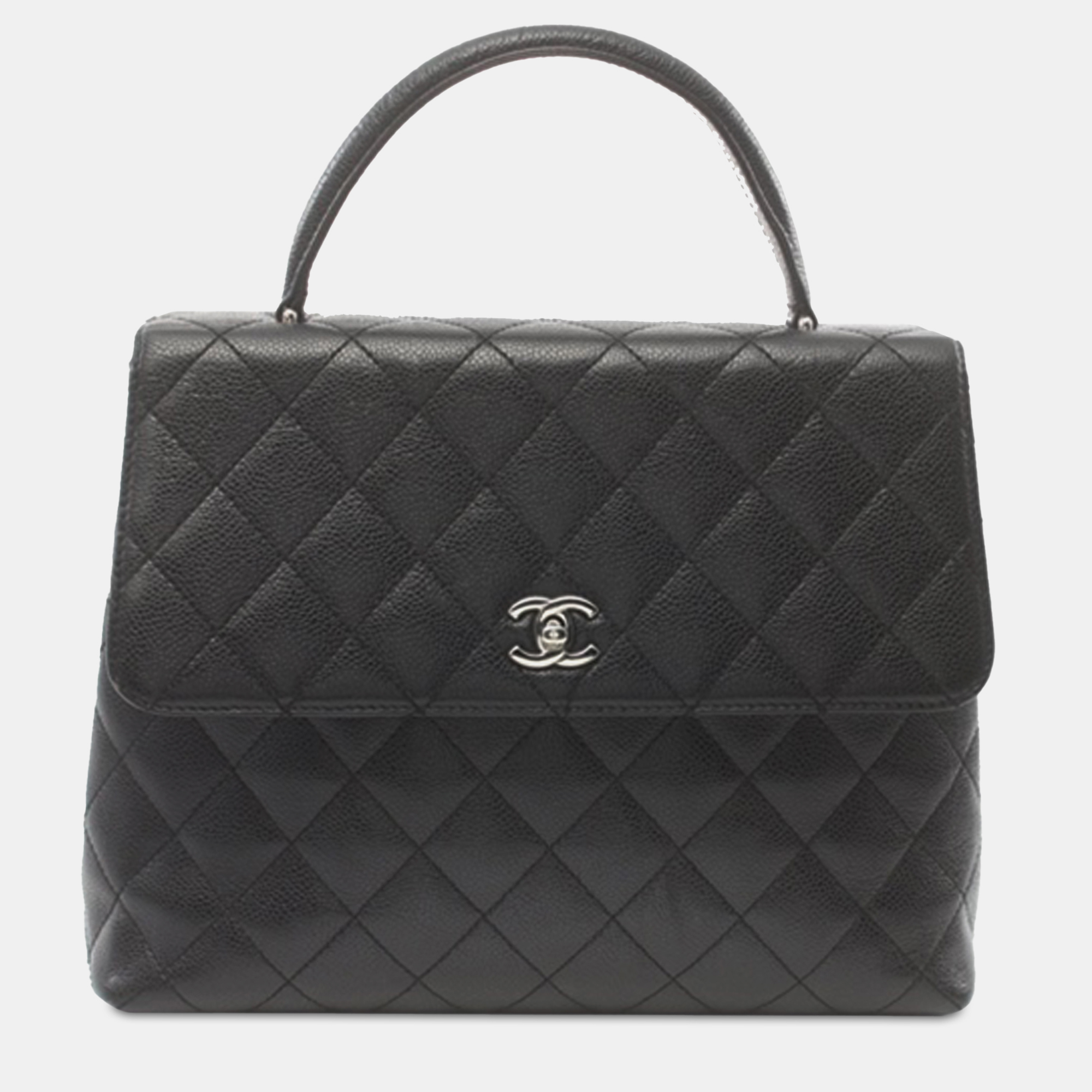 

Chanel Caviar Kelly Top Handle Bag, Black